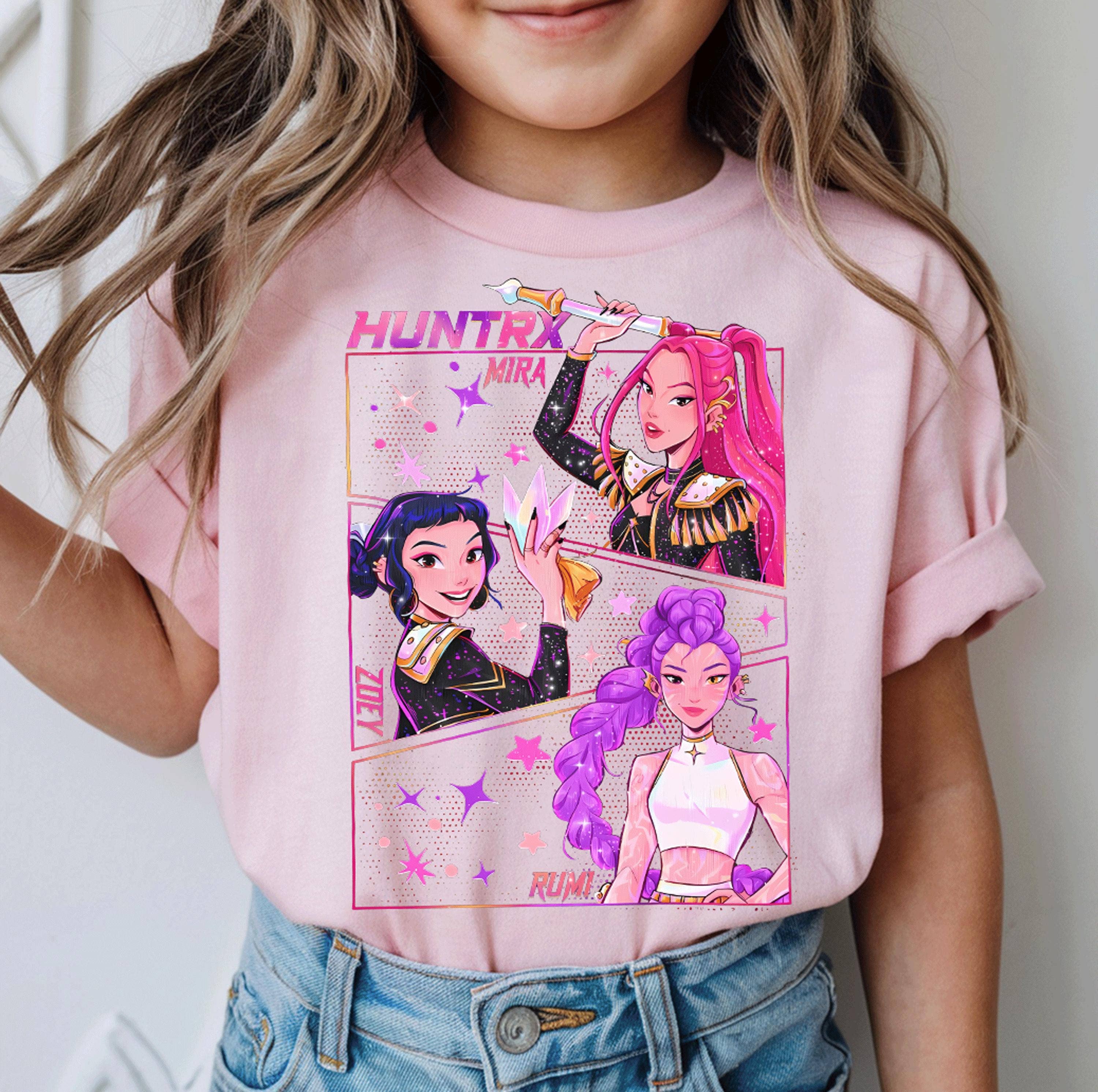 Huntrix Demon Hunters Kids T Shirt Kpop Movie Gift Hoodie, Sweatshirt | PodTeesHub.com