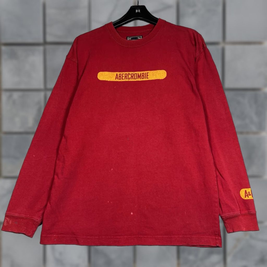 Fitch Vintage Abercrombie Fitch Shirt Mens M Red Long Sleeve T Shirt 90s Hip Hop Logo Em Hoodie, Sweatshirt | PodTeesHub.com