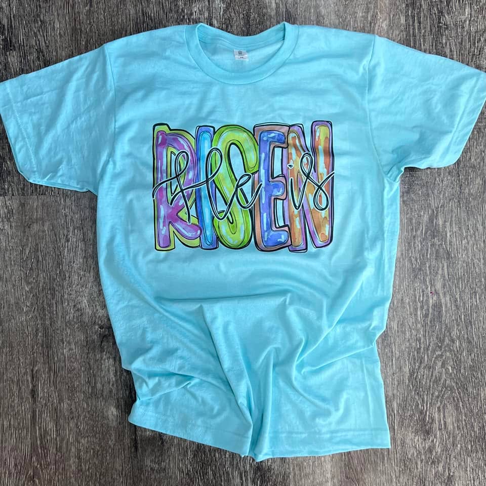 He Is Risen Messy Paint On Purist Blue Tee Hoodie, Sweatshirt | PodTeesHub.com