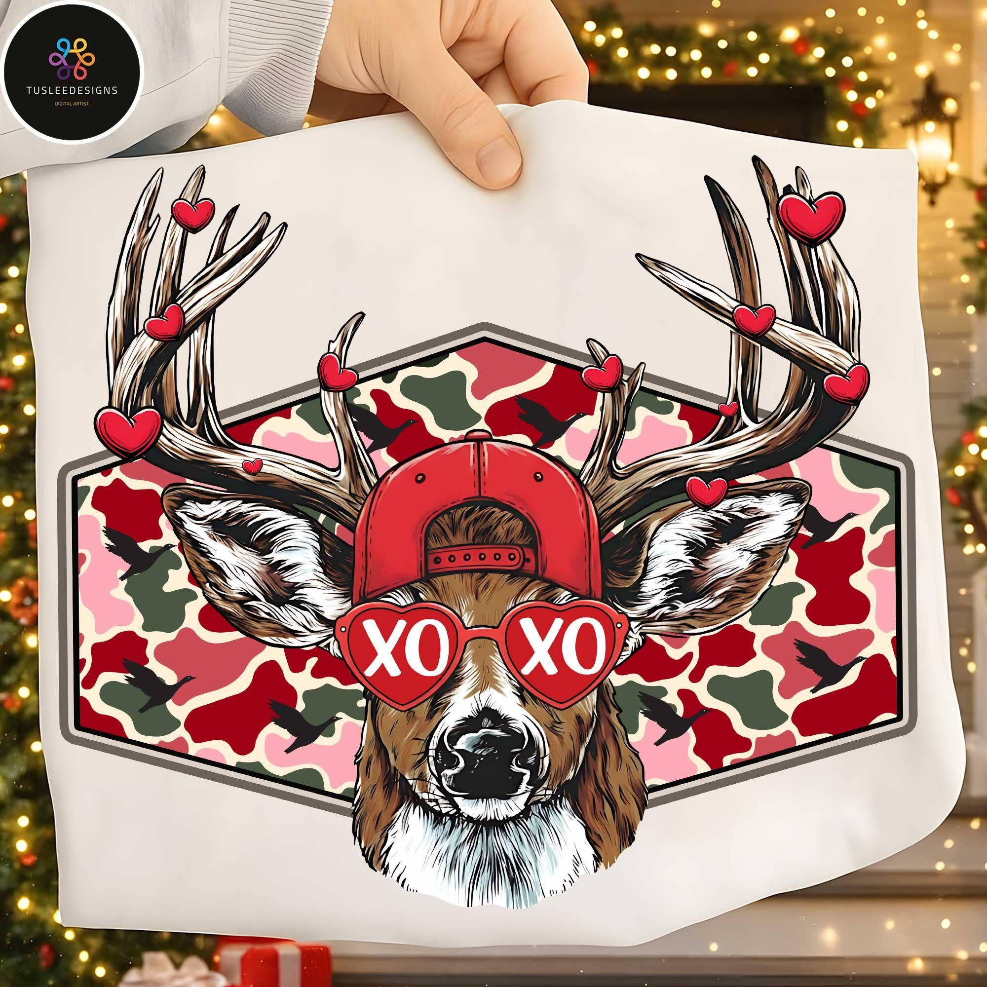 Deer Hunter Valentine Camo Retro Design Shirt Hoodie, Sweatshirt | PodTeesHub.com