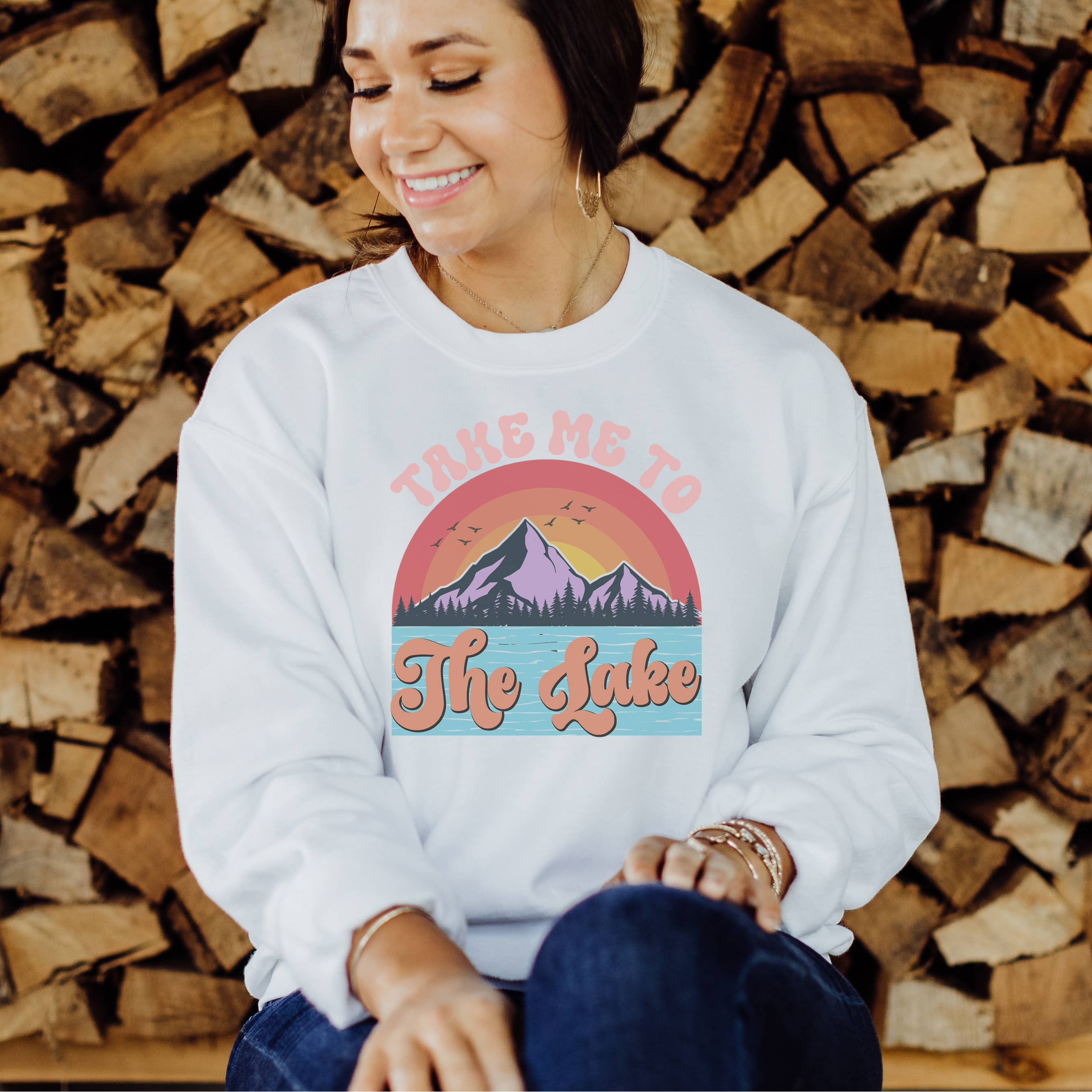 Take Me To the Lake | Crewneck Sweatshirt | Sizes S-2XL T-Shirts, Hoodie | PodTeesHub.com