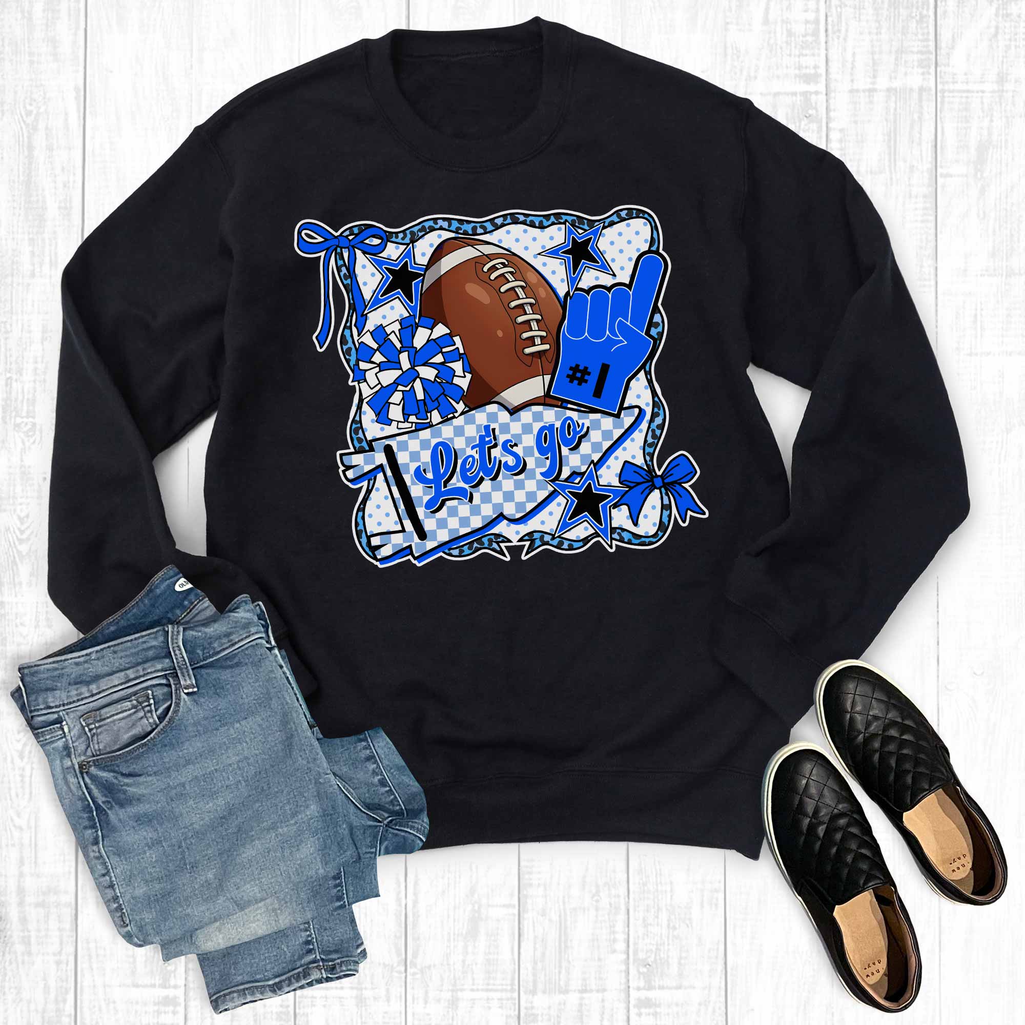 Custom Retro Gameday Let's Go Football Sweatshirt T-Shirts, Hoodie | PodTeesHub.com