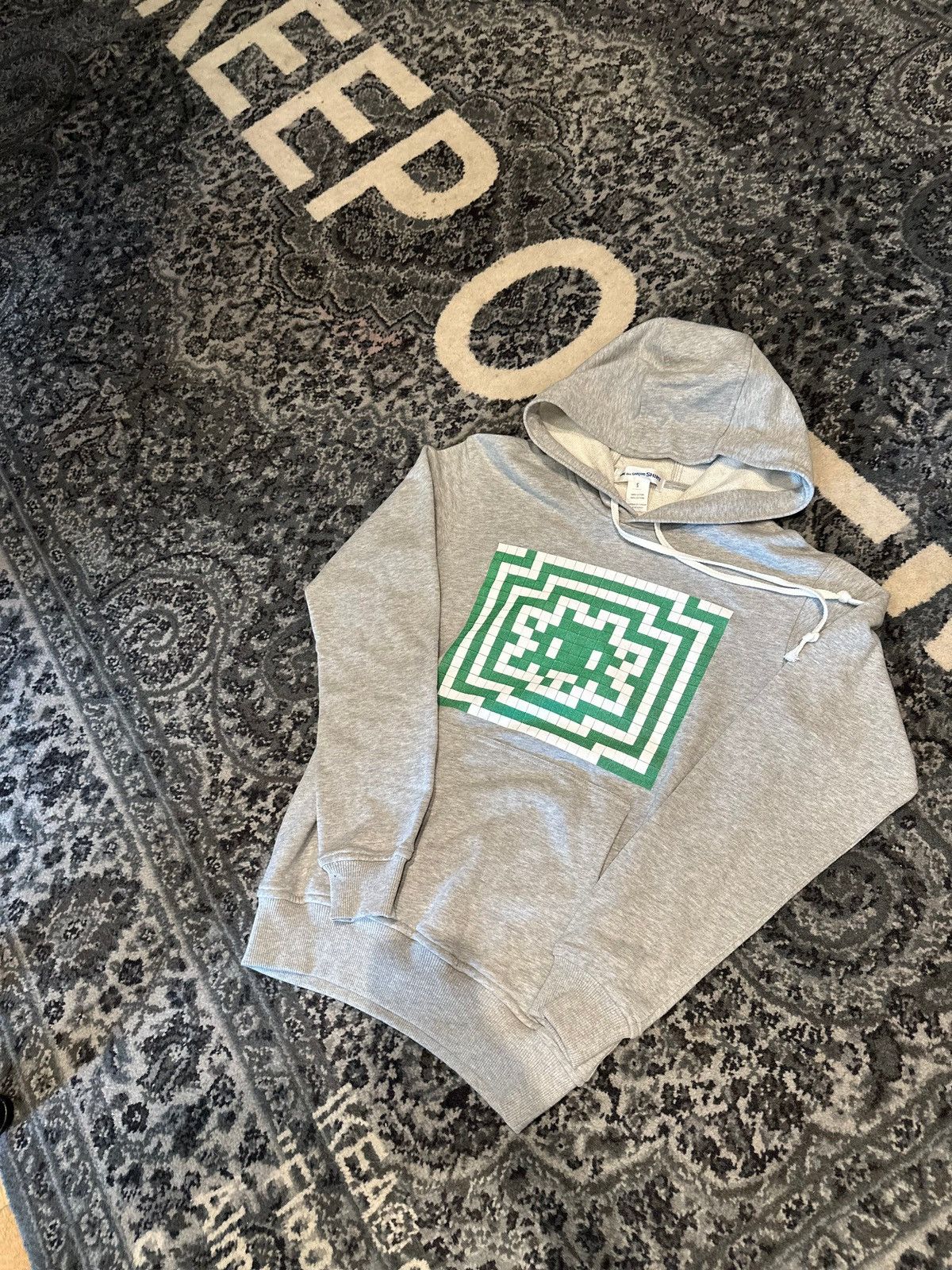 Comme Des Garcons Shirt Cdg Hoodie Gray Size Small Sweatshirt | PodTeesHub.com