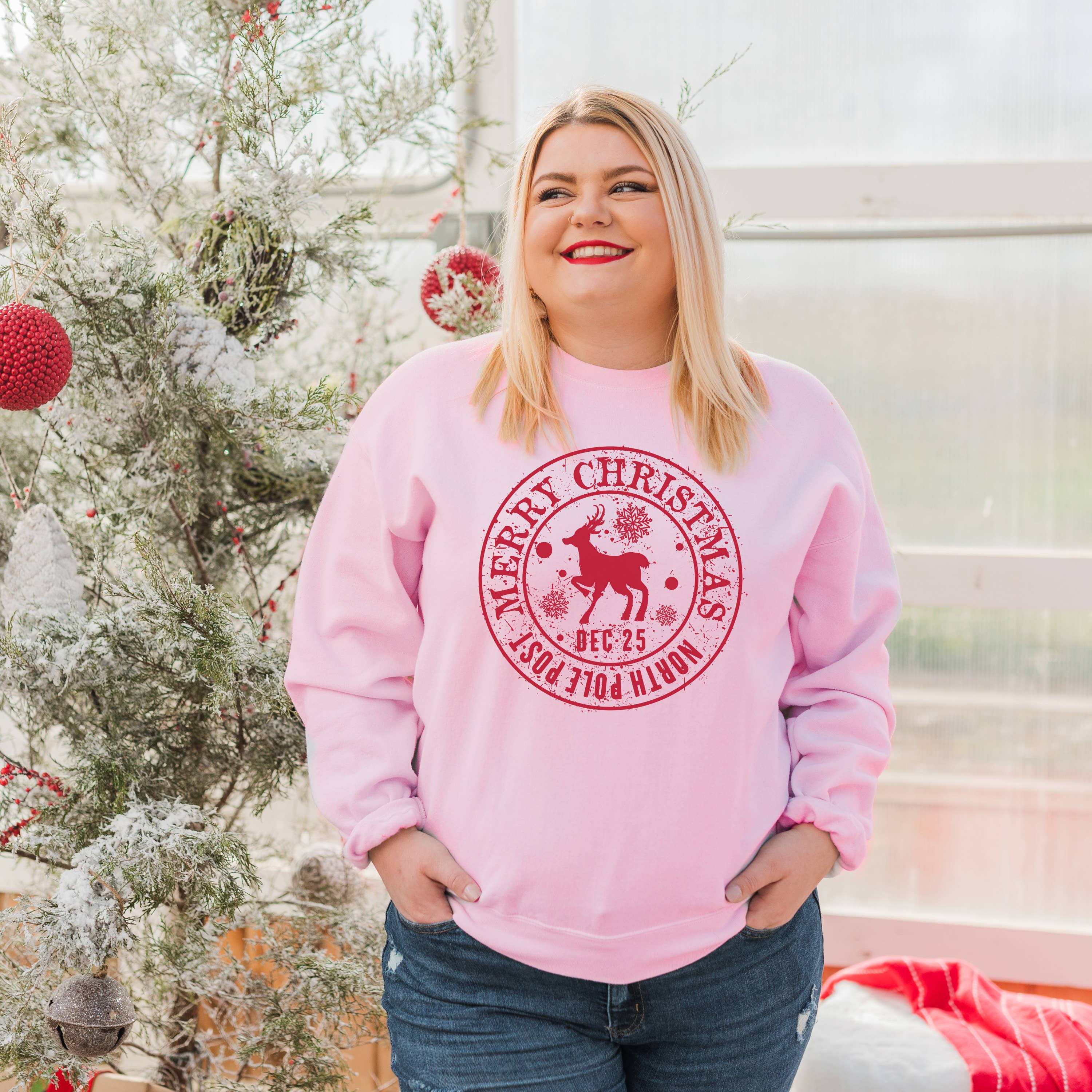 Merry Christmas Stamp Crewneck  Sweatshirt | Christmas | Siz T-Shirts, Hoodie | PodTeesHub.com