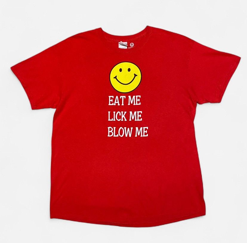 Gildan Y2k Eat Me Lick Me Blow Me Smile Face Red Funny T Shirt Hoodie, Sweatshirt | PodTeesHub.com