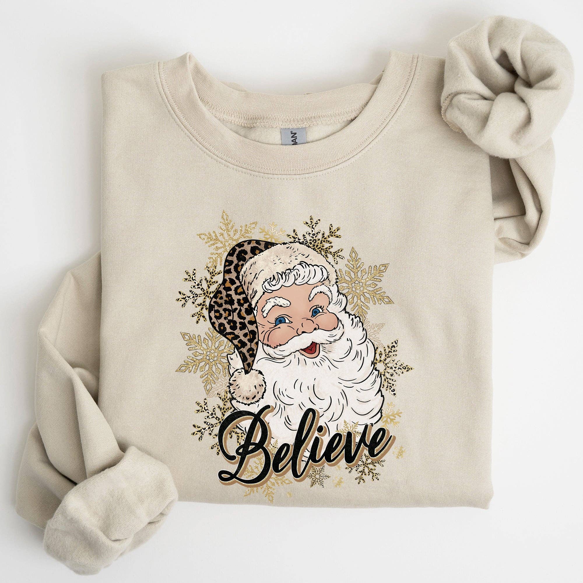 Santa Believe, Retro, Snowflakes, Christmas Xmas Sweatshirt T-Shirts, Hoodie | PodTeesHub.com
