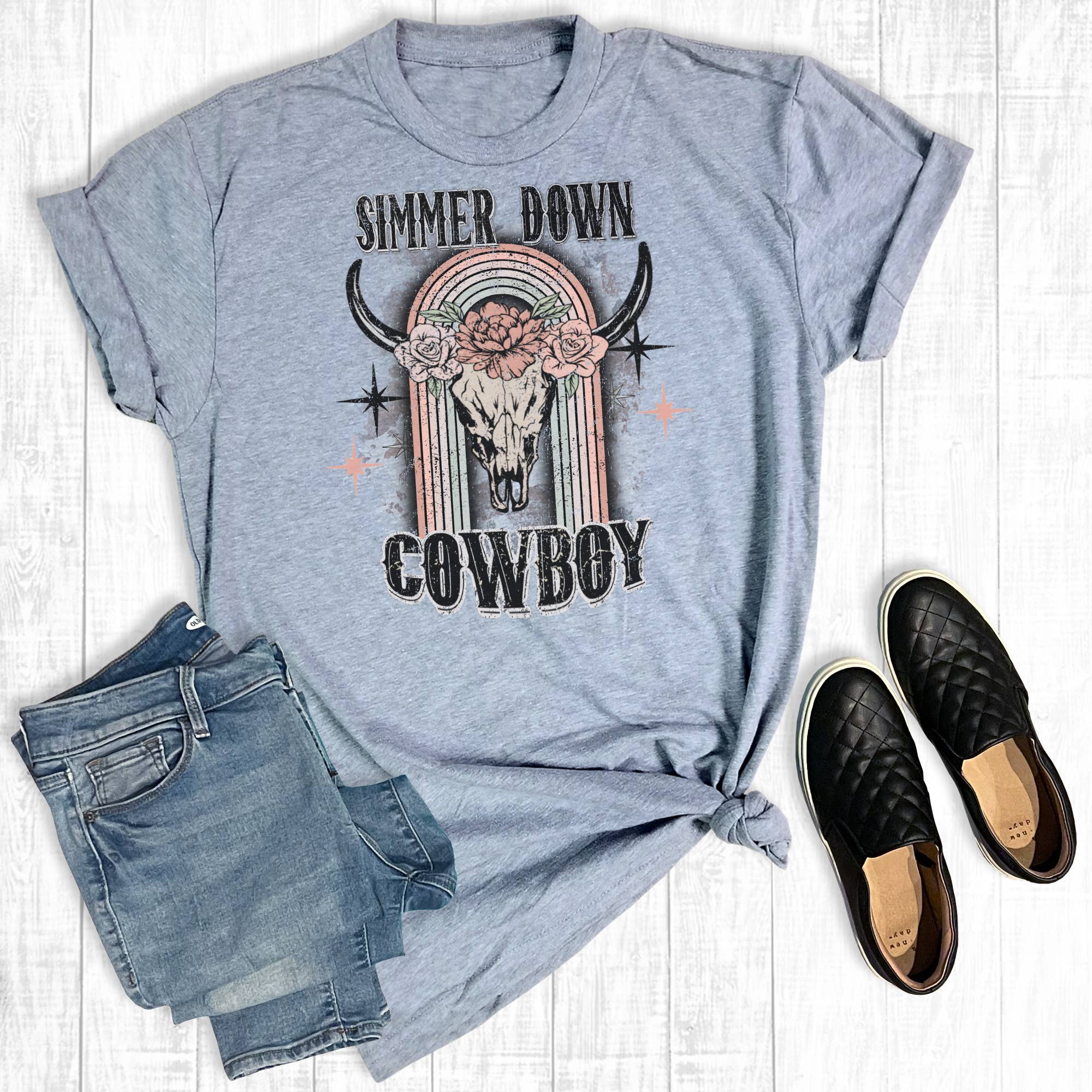 Simmer Down Cowboy Unisex Graphic T-Shirt Hoodie, Sweatshirt | PodTeesHub.com