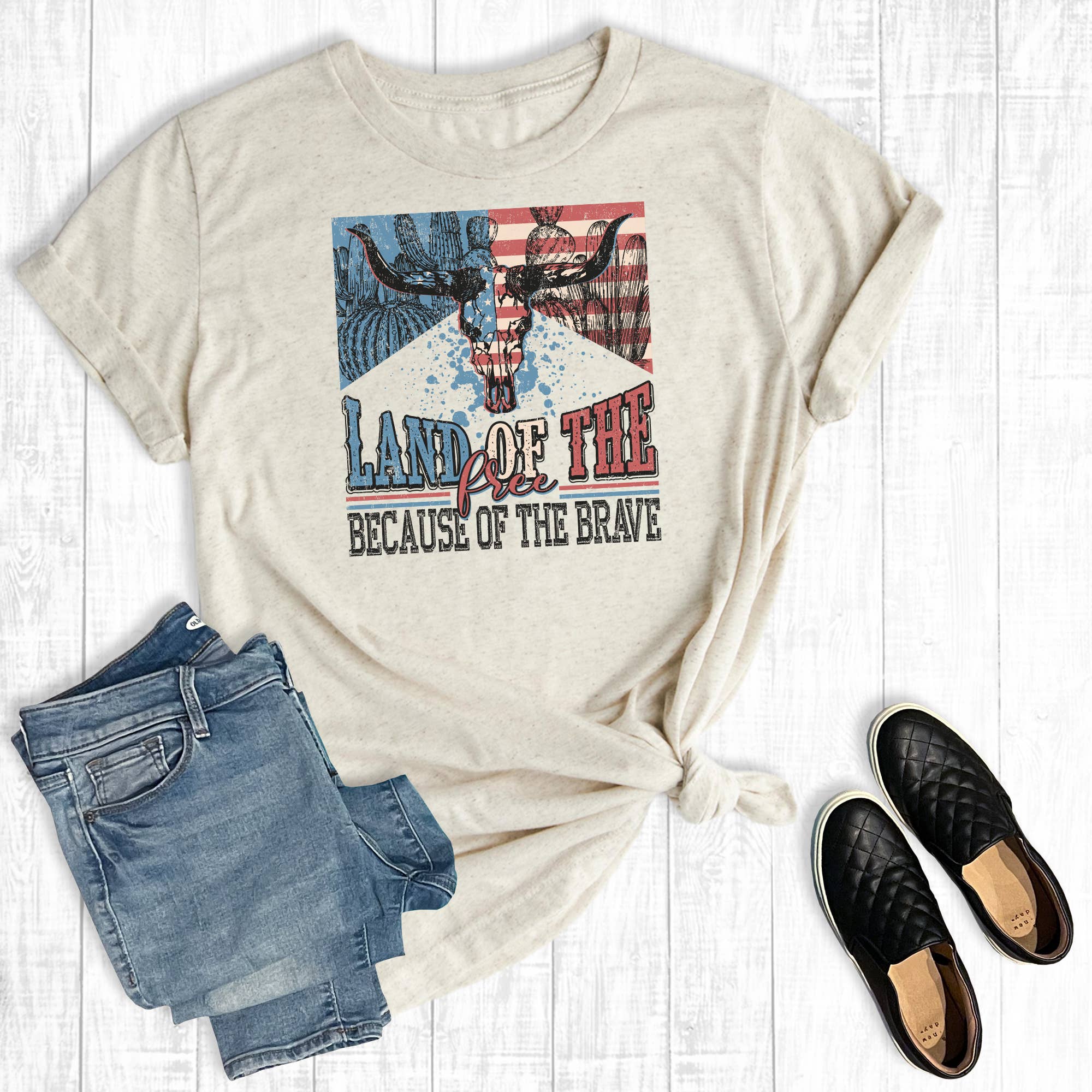 Western 4th of July Cowskull Graphic Tee Hoodie, Sweatshirt | PodTeesHub.com