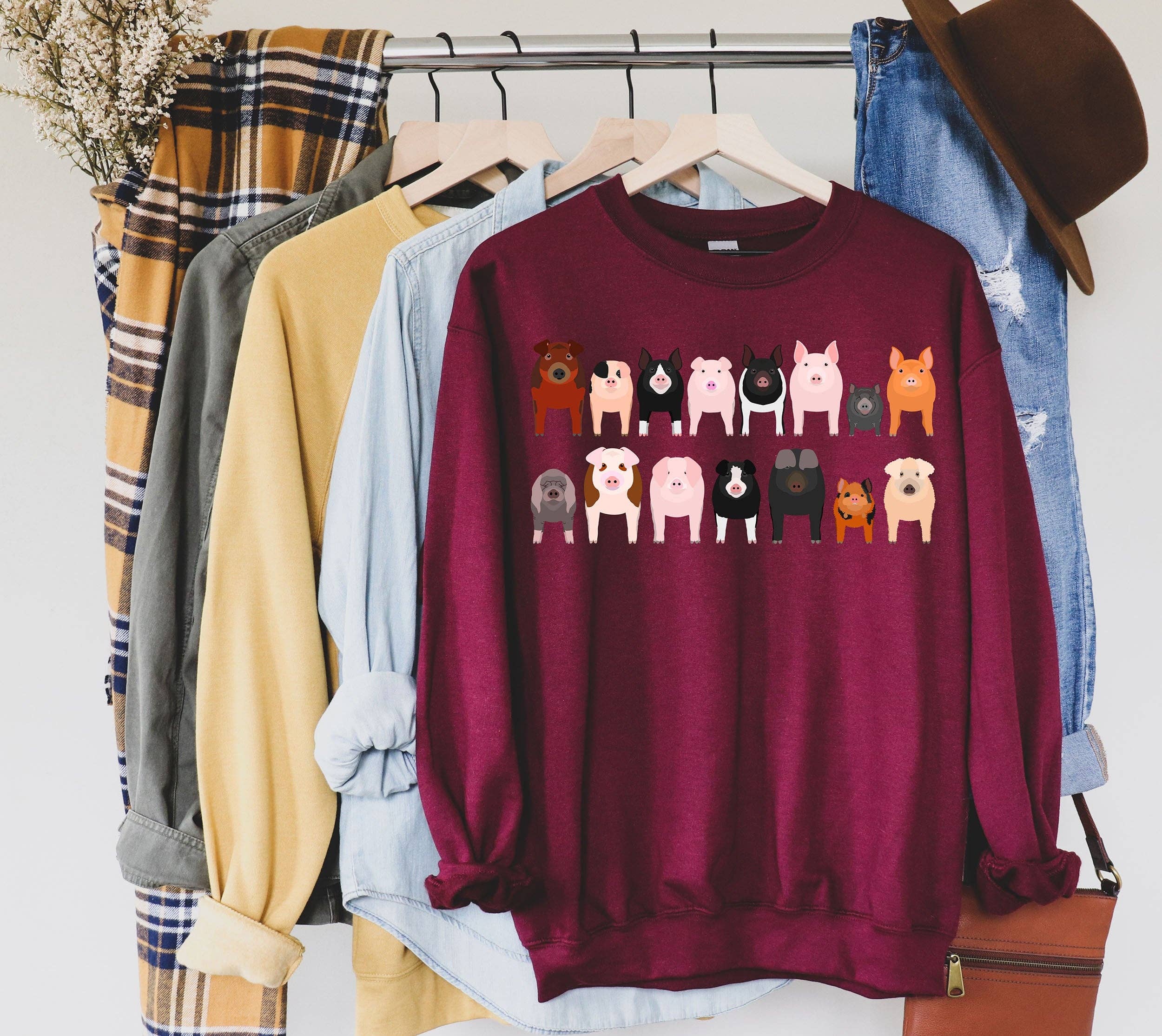 Pig Breeds Farm Animal Lover Sweatshirt T-Shirts, Hoodie | PodTeesHub.com