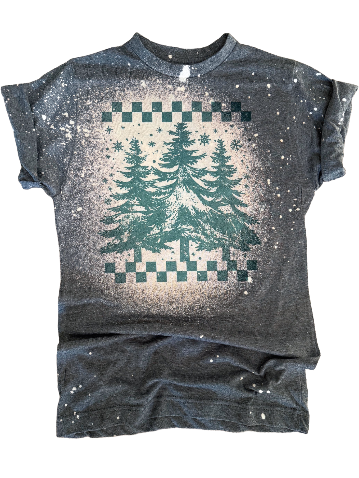 Evergreen Vibes Christmas Tree Bleached Tee Hoodie, Sweatshirt | PodTeesHub.com