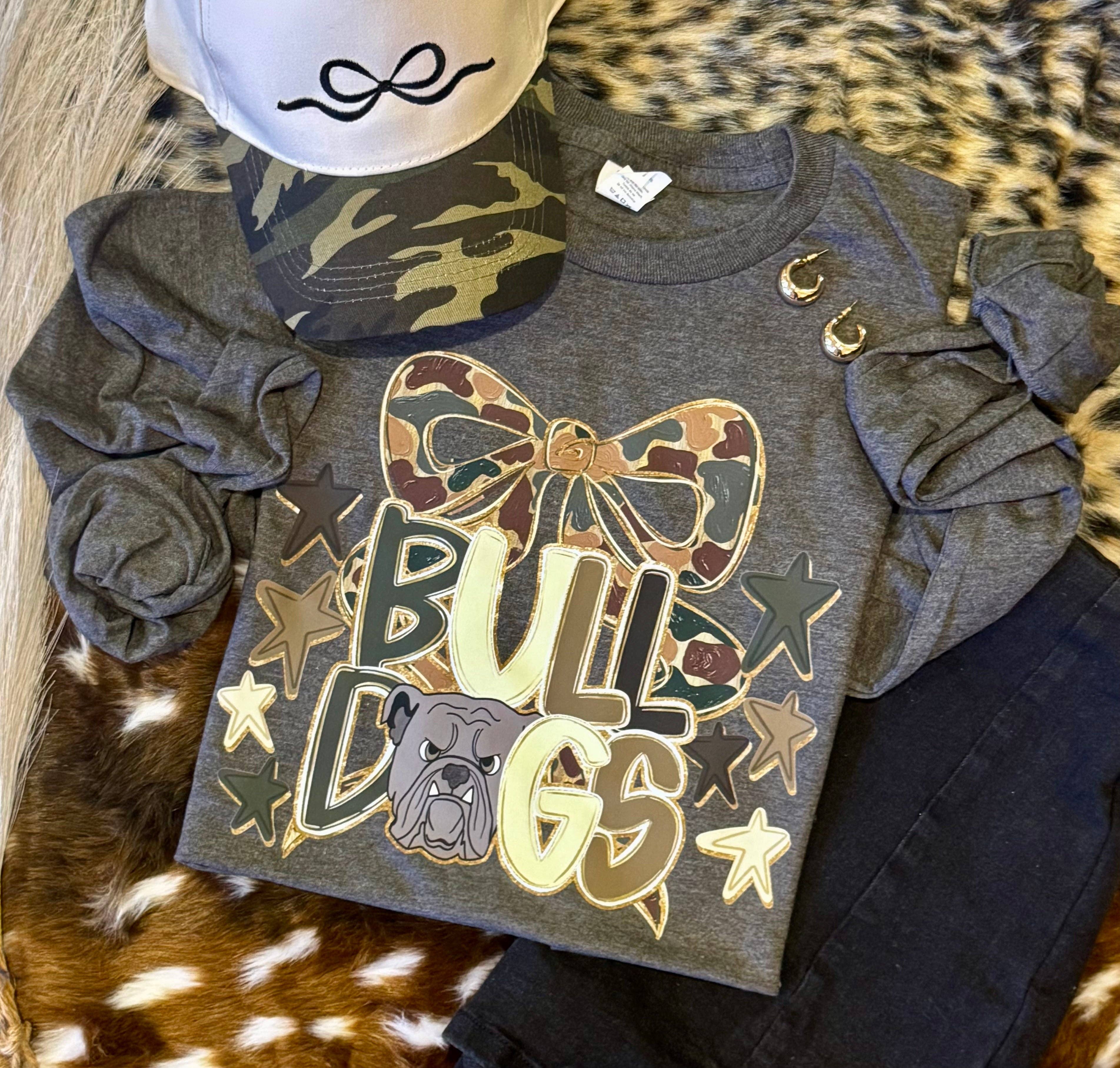 Bulldogs Camo Bow Tee / Long Sleeve Hoodie, Sweatshirt | PodTeesHub.com
