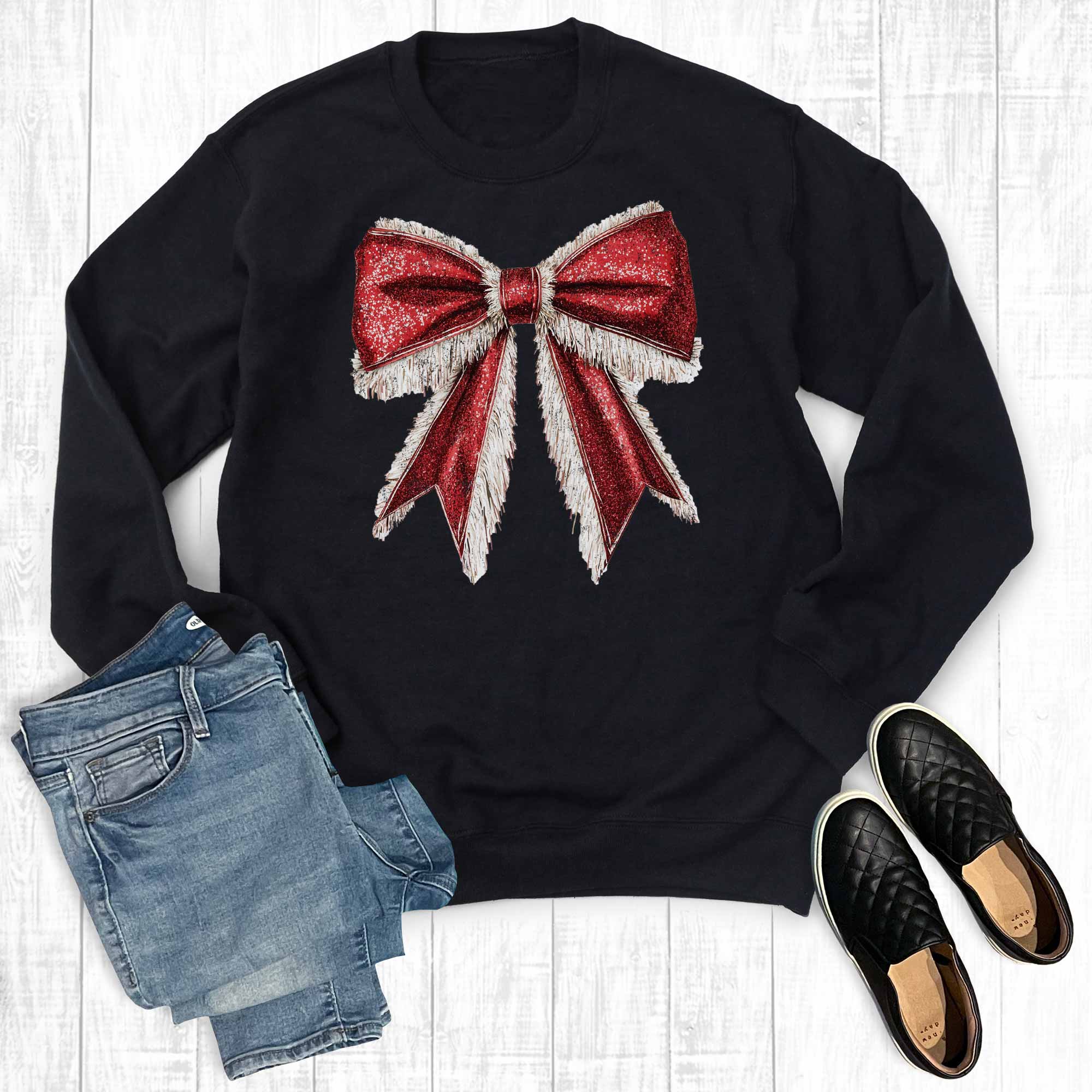Christmas Santa Bow Sweatshirt T-Shirts, Hoodie | PodTeesHub.com