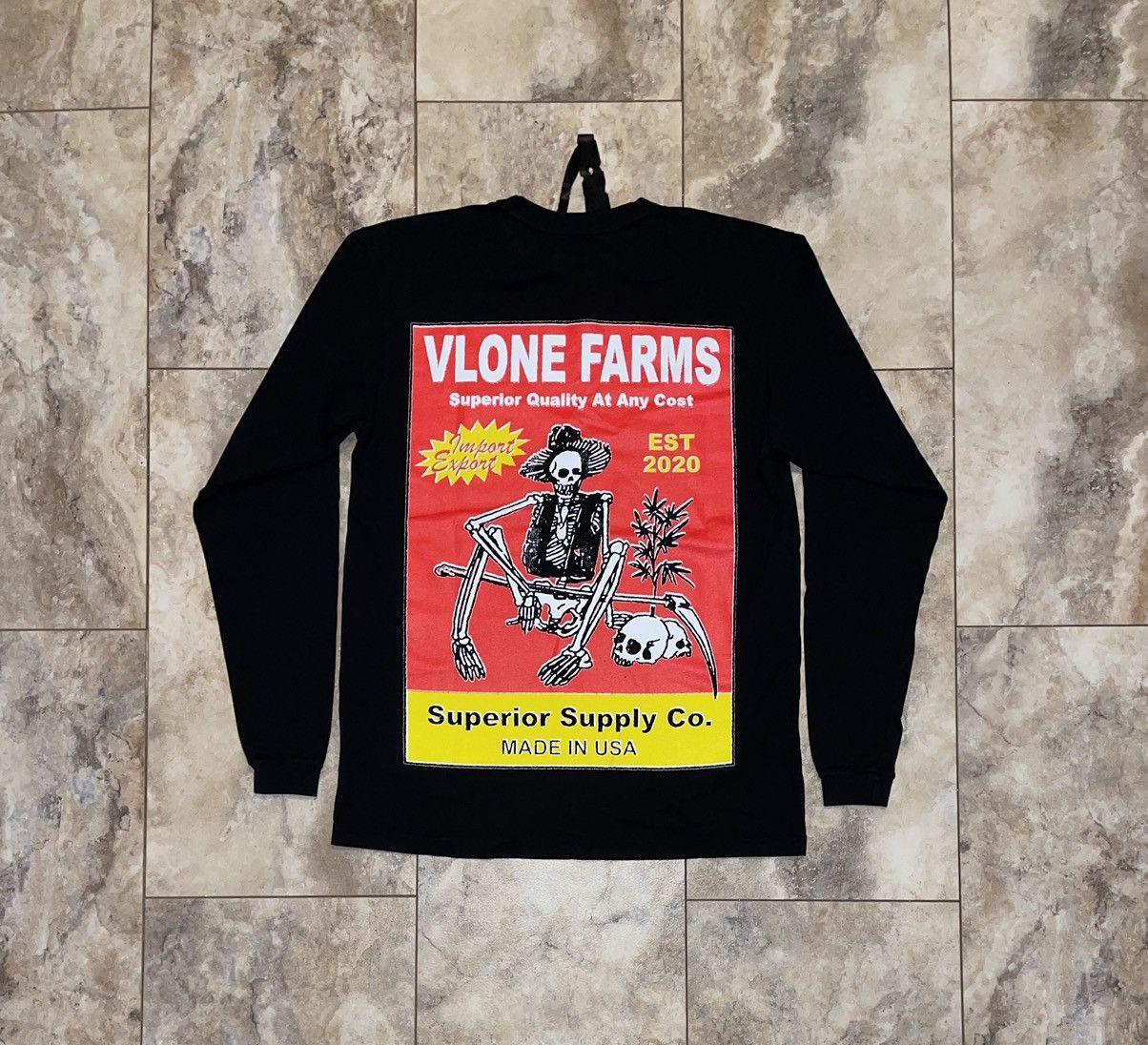 Import Export Vlone Farms Long Sleeve T Shirt Medium Hoodie, Sweatshirt | PodTeesHub.com
