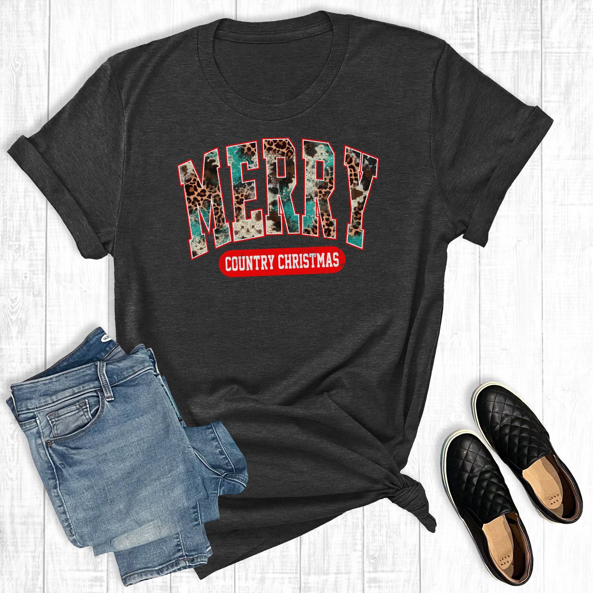Western Merry Country Christmas Graphic Tee Hoodie, Sweatshirt | PodTeesHub.com