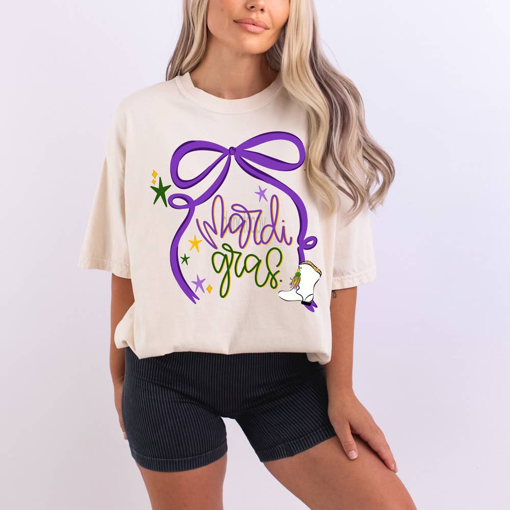 Mardi Gras Oversized Bow Tee Hoodie, Sweatshirt | PodTeesHub.com