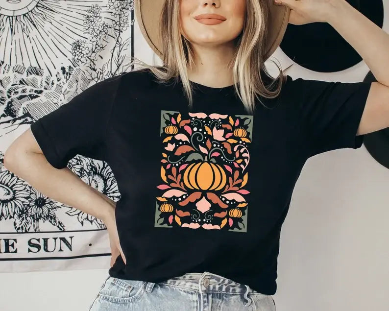 Floral Pumpkin T-Shirt Hoodie, Sweatshirt | PodTeesHub.com