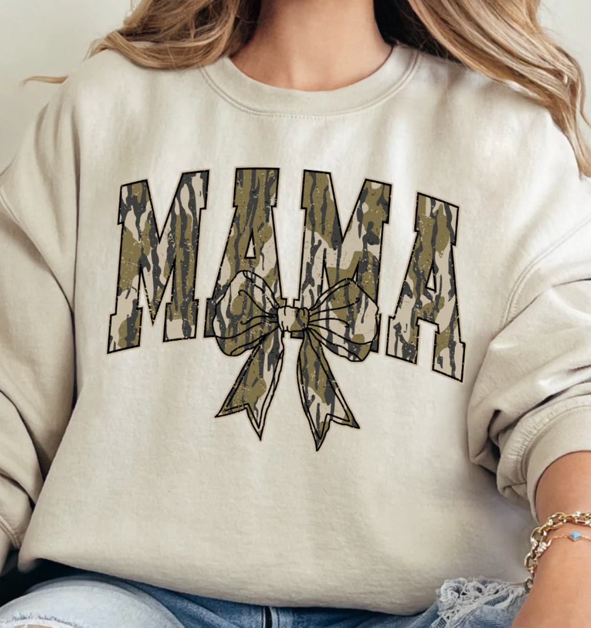 Coquette Camo Mama- Cream Sweatshirt T-Shirts, Hoodie | PodTeesHub.com