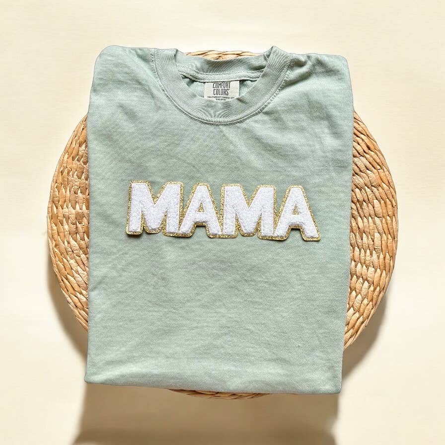 Comfort Colors Chenille Patch Mama Tee, Mother's Day Shirts Hoodie, Sweatshirt | PodTeesHub.com
