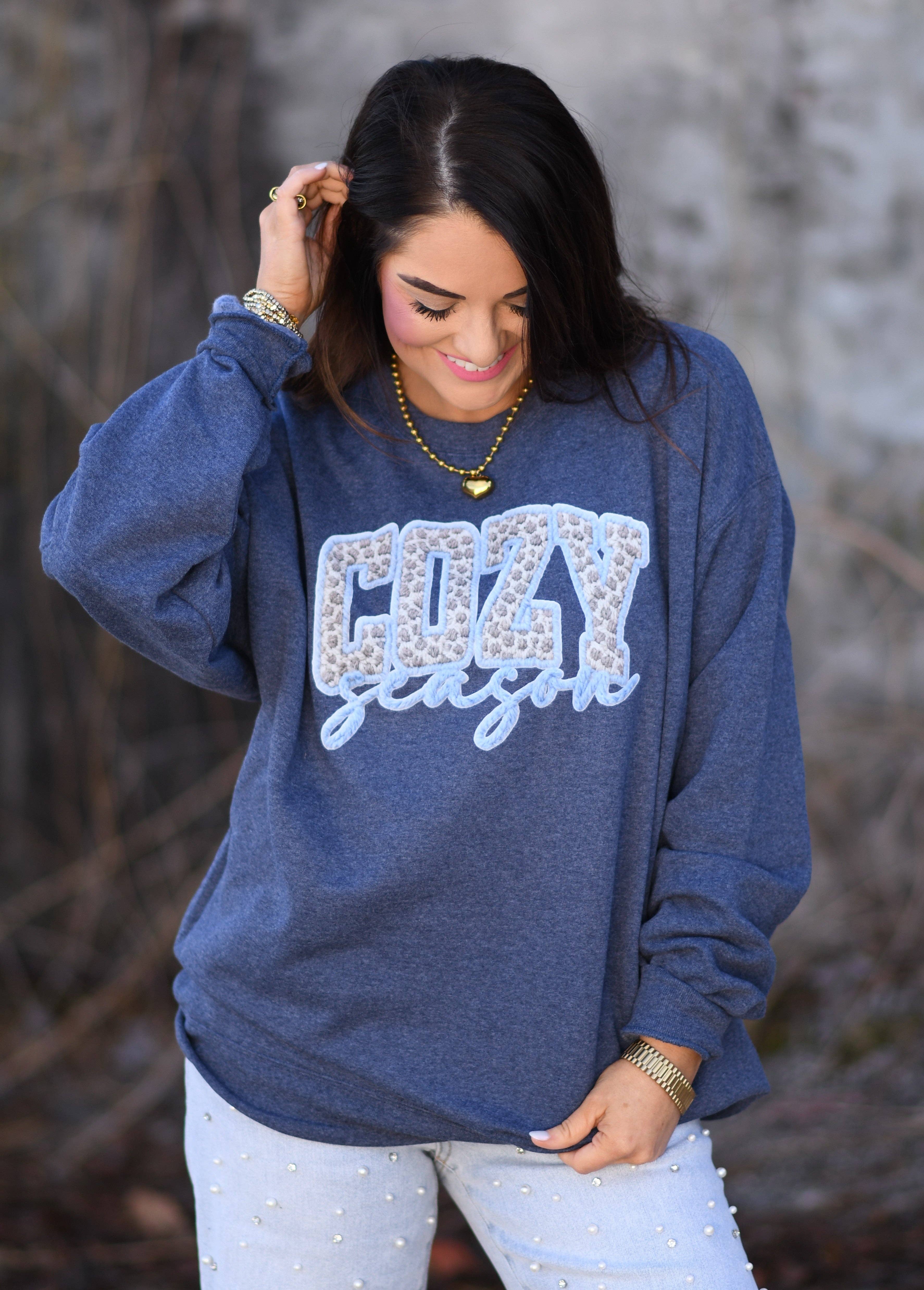 Cozy Season Faux Yarn Leopard Sweatshirt T-Shirts, Hoodie | PodTeesHub.com