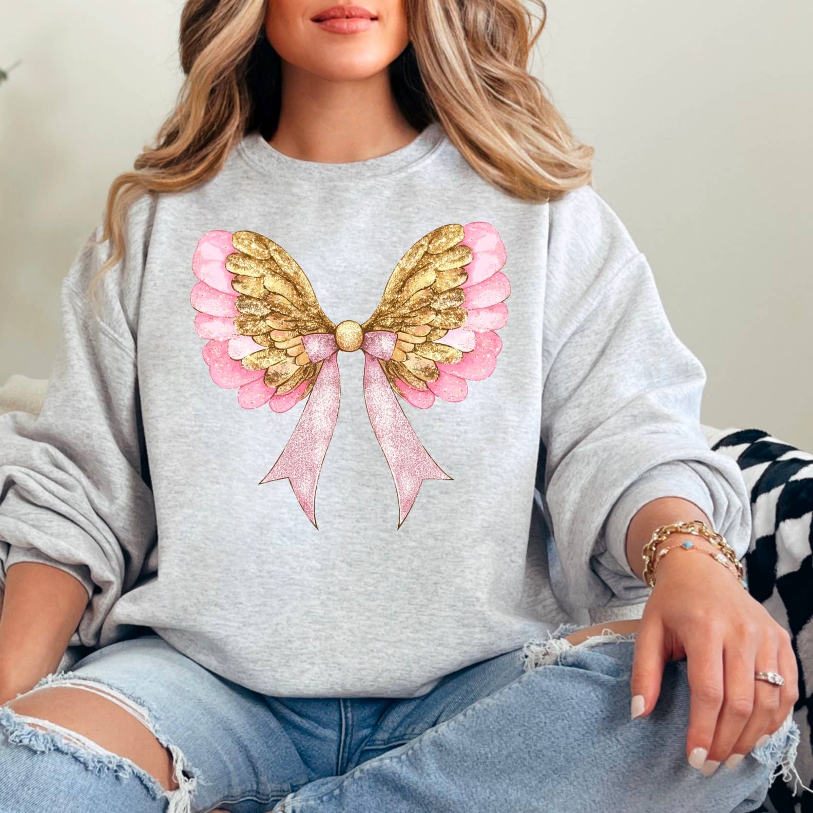 Coquette Angel Wings Sweatshirt  | Women's Sweatshirt T-Shirts, Hoodie | PodTeesHub.com