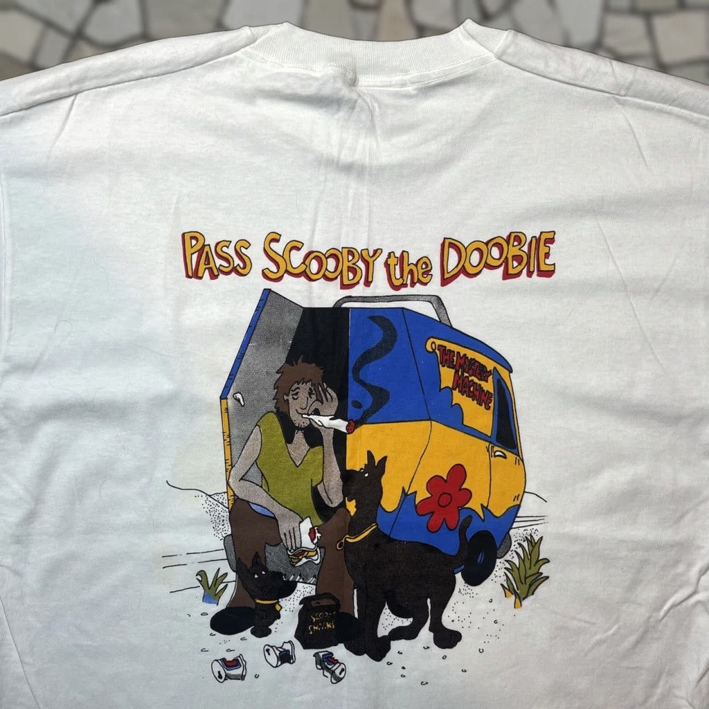 Fruit Loom Vintage Scooby Doobie Doo Weed Stoner Art Cartoon Shirt Xl Crew Neck White T-Shirts, Hoodie, Sweatshirt