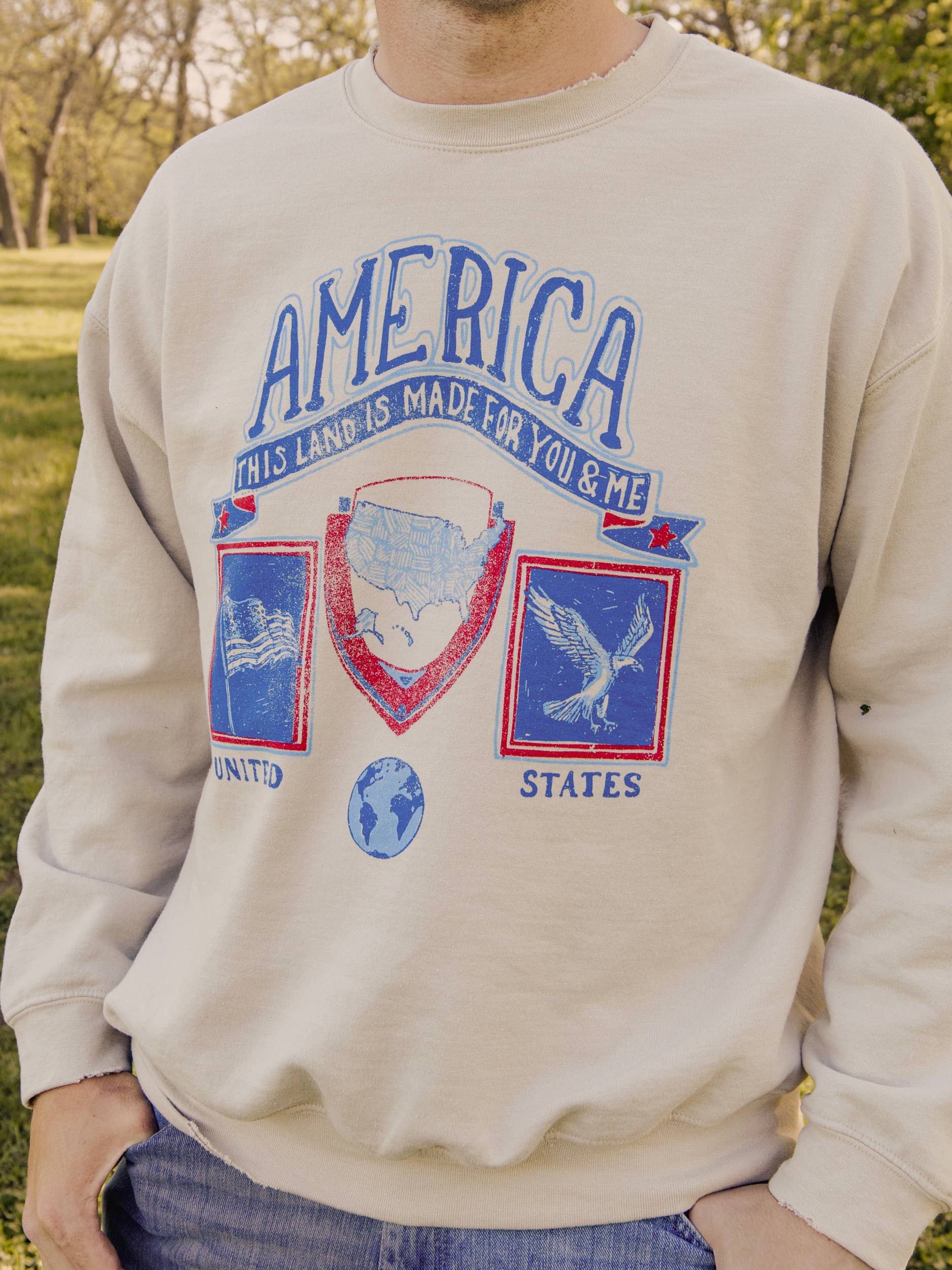 4th of July America Patch Sand Thrifted Graphic Sweatshirt T-Shirts, Hoodie | PodTeesHub.com