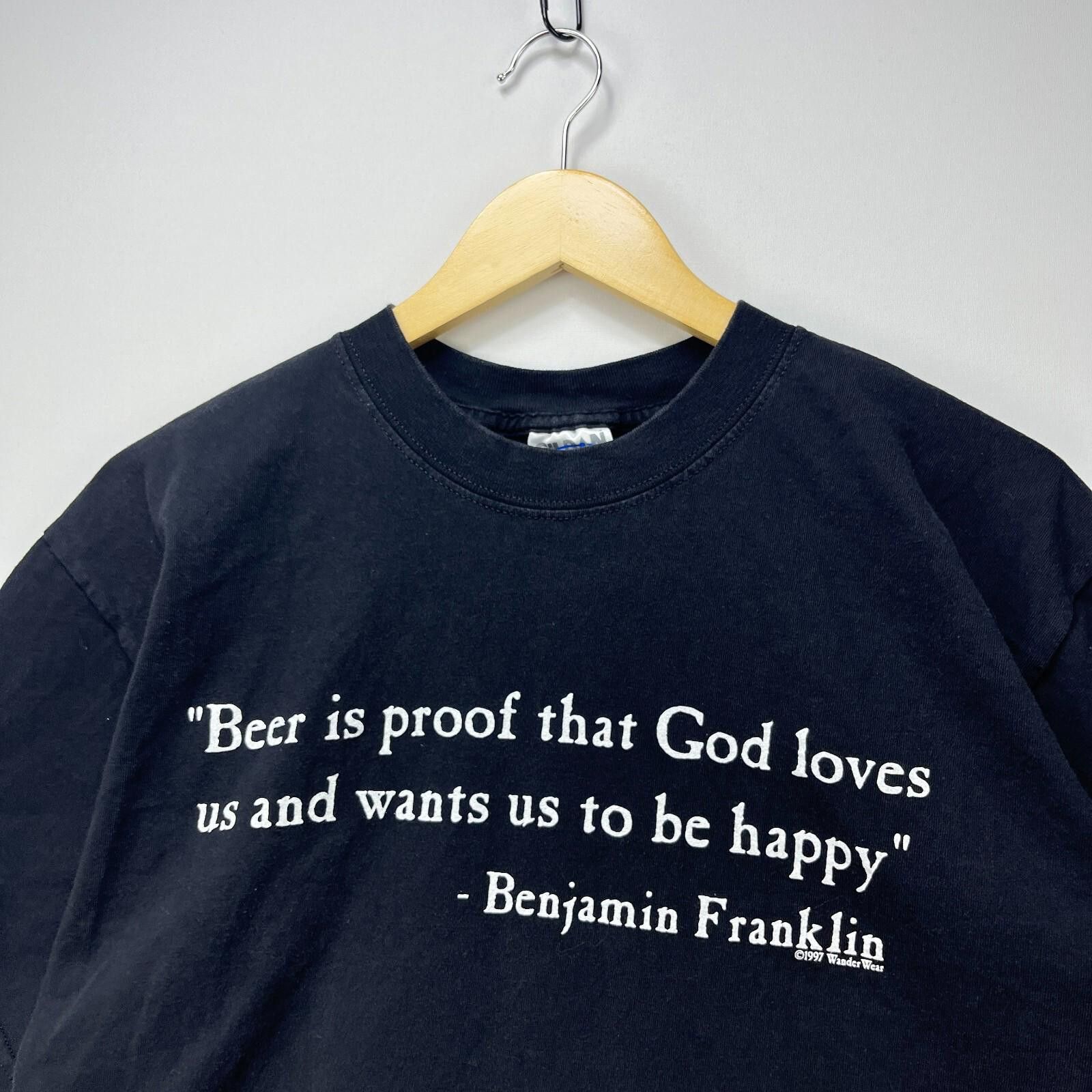 Vintage 90s Benjamin Franklin Beer Humor T Shirt Large Hoodie, Sweatshirt | PodTeesHub.com
