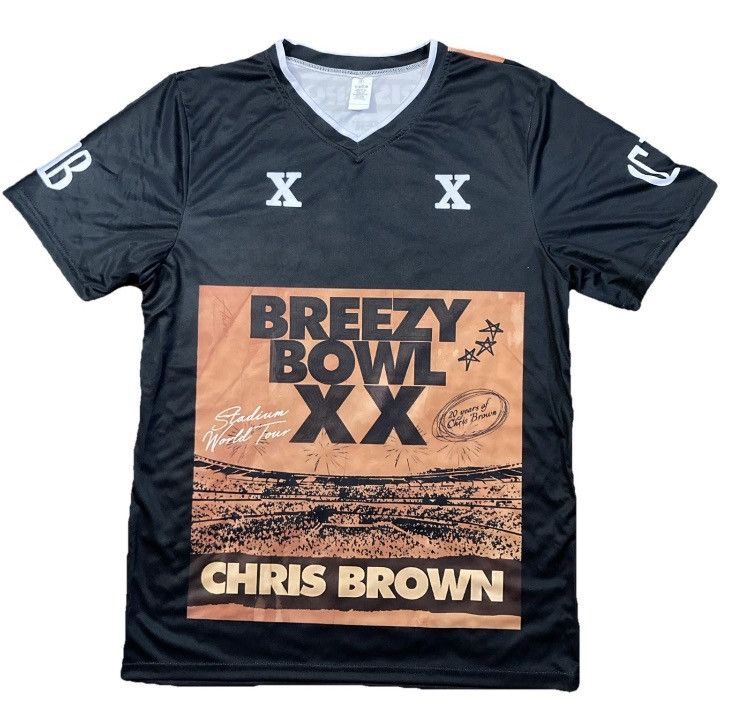 Other Chris Brown Breezy Bowl Xx Tour 20th Jersey Shirt Sz Small Hoodie, Sweatshirt | PodTeesHub.com
