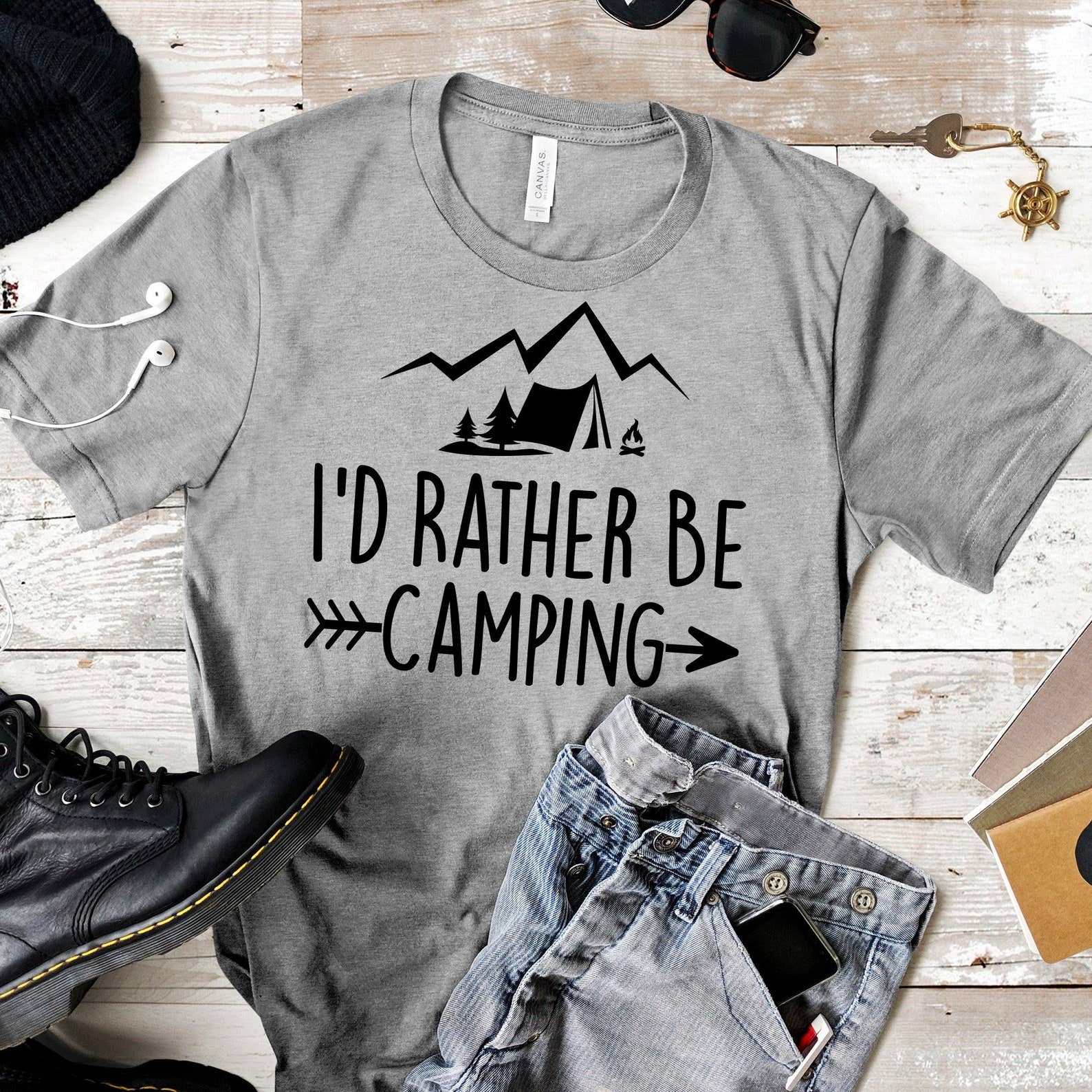 I'd Rather Be Camping T-Shirt Hoodie, Sweatshirt | PodTeesHub.com