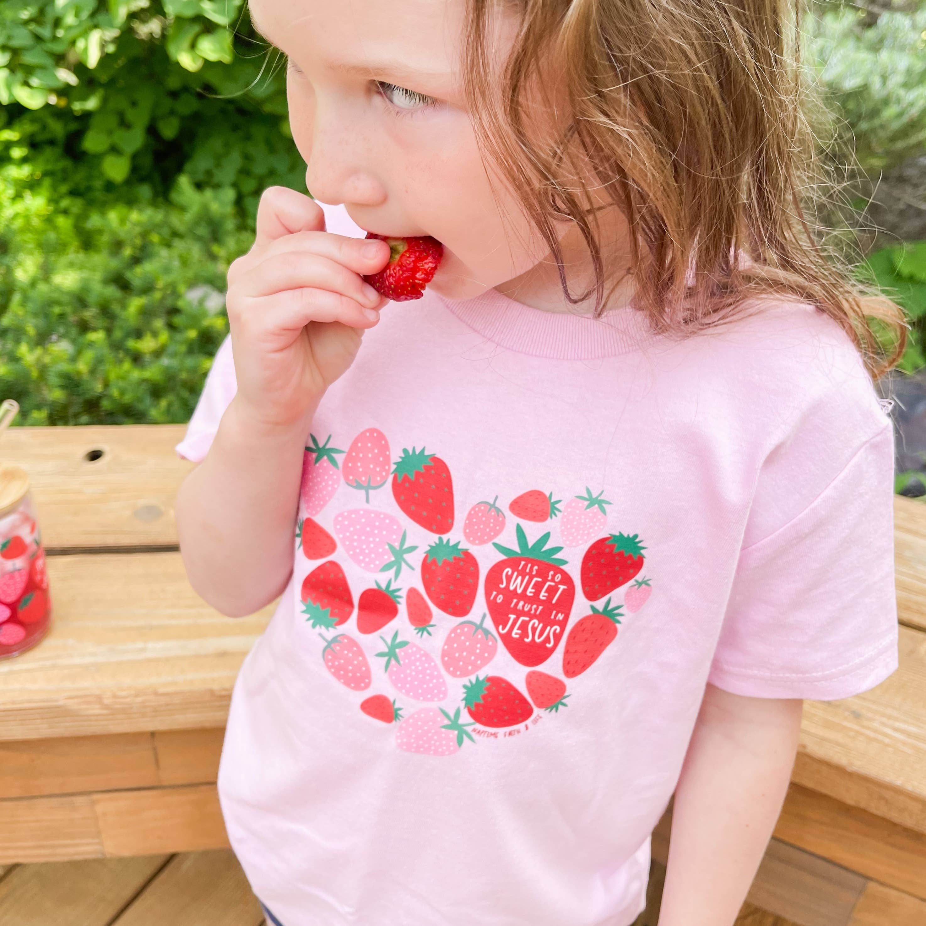 Tis So Sweet To Trust in Jesus Strawberry Toddler T-Shirt Hoodie, Sweatshirt | PodTeesHub.com