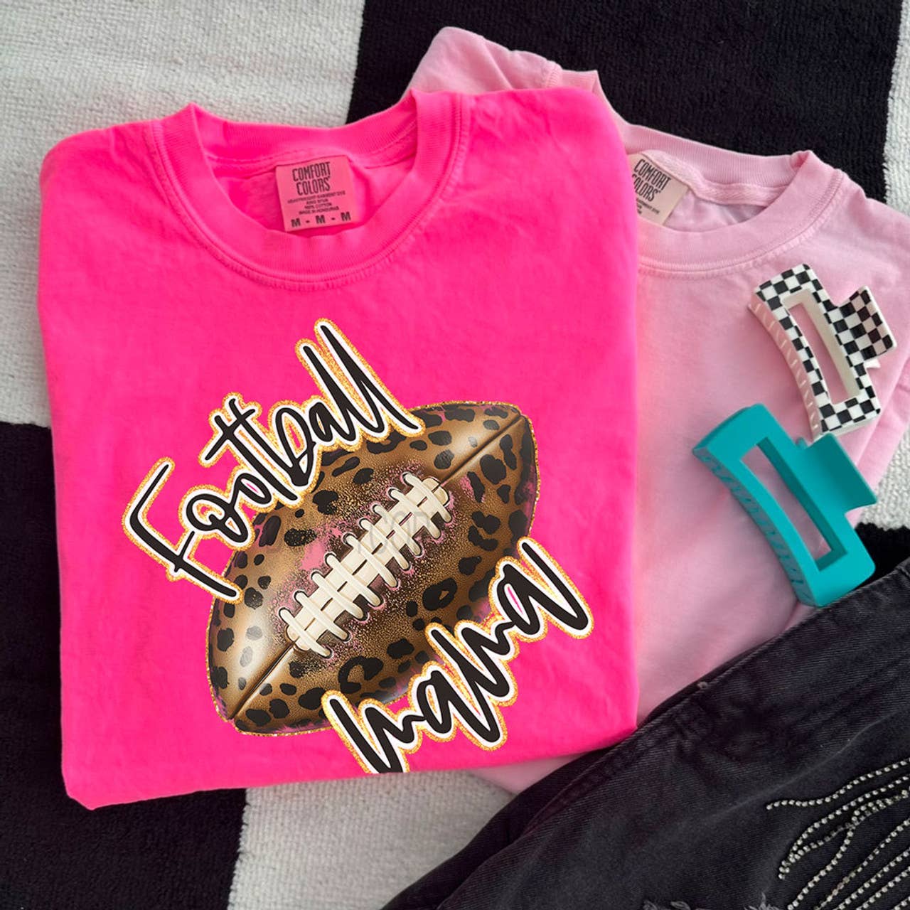 Football Mama Faux Glitter Tee Hoodie, Sweatshirt | PodTeesHub.com