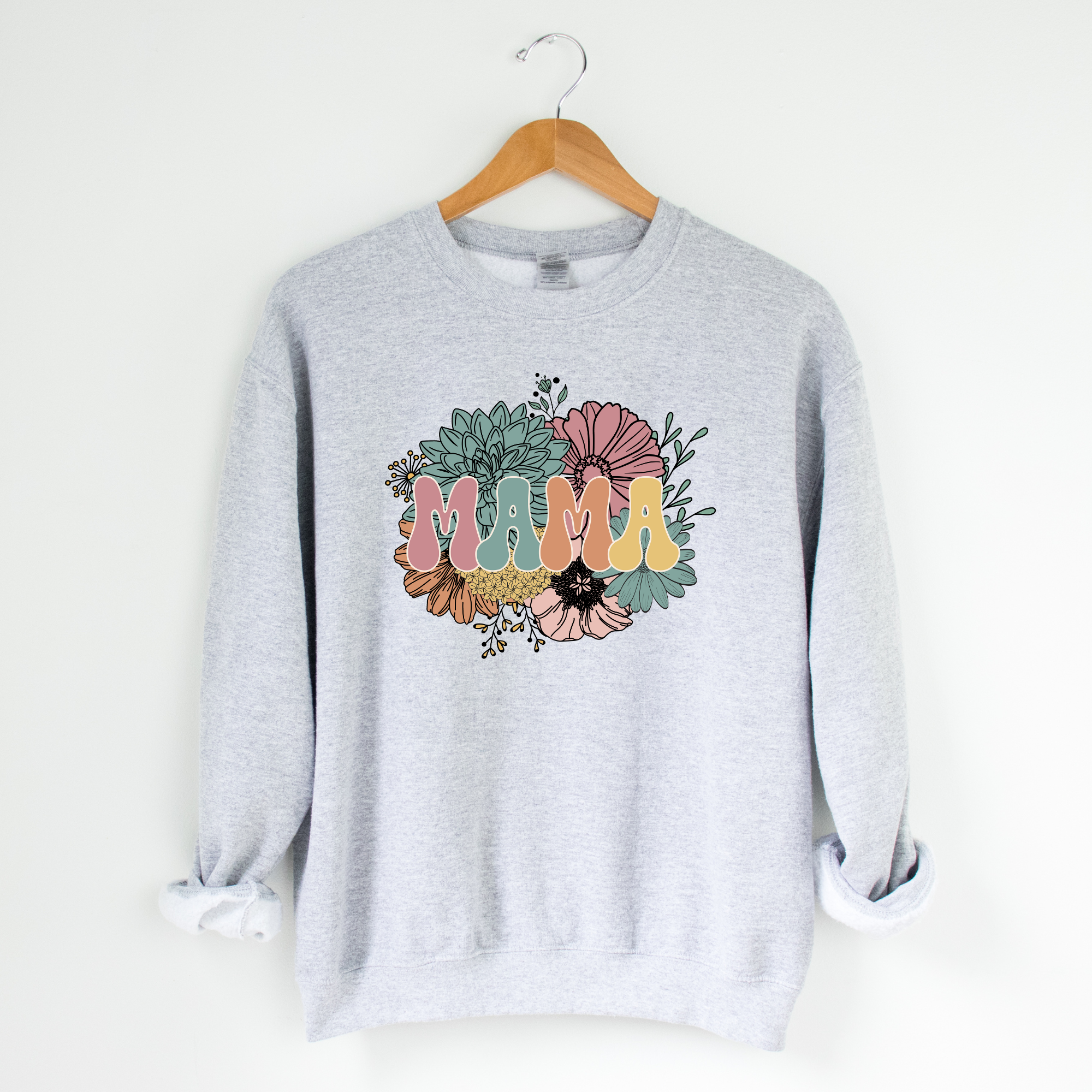 Floral Mama Crewneck Sweatshirt T-Shirts, Hoodie | PodTeesHub.com