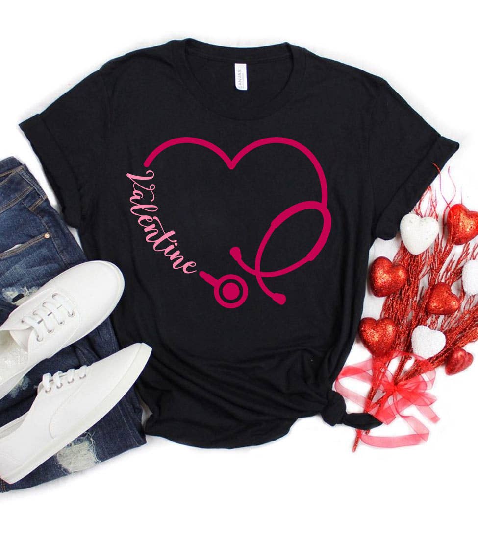 Valentine Stethoscope - Valentine's Day Nurse T-Shirt Hoodie, Sweatshirt | PodTeesHub.com