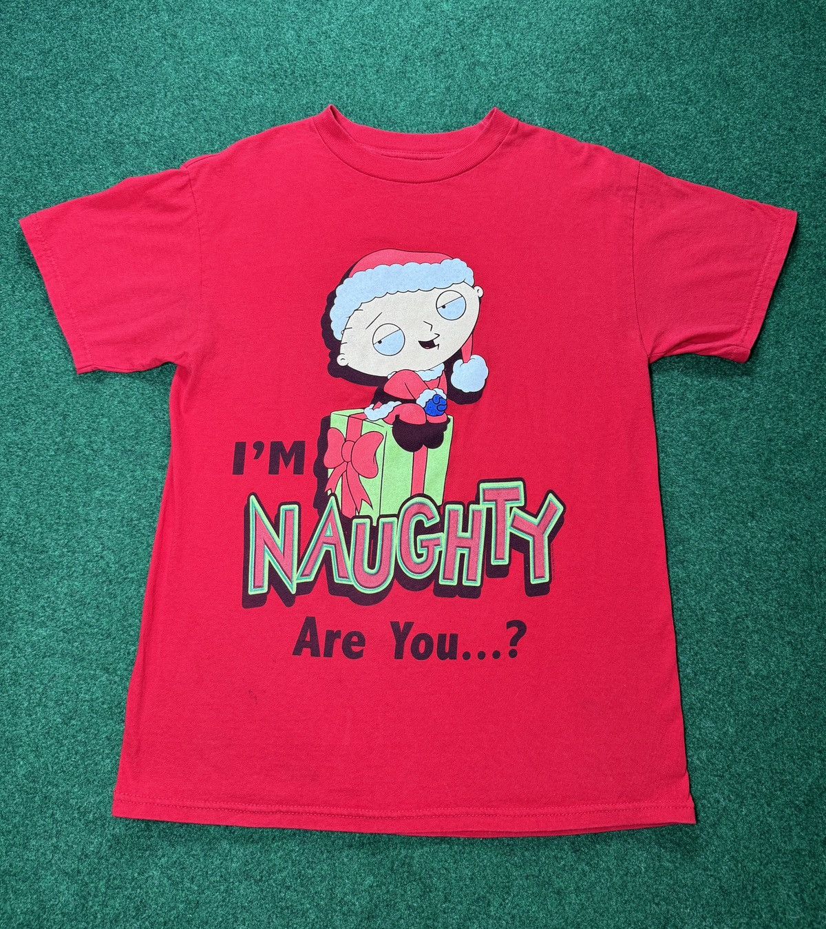 Vintage Y2k Family Guy Christmas Stewie I M Naughty Med Red T Shirt Hoodie, Sweatshirt | PodTeesHub.com