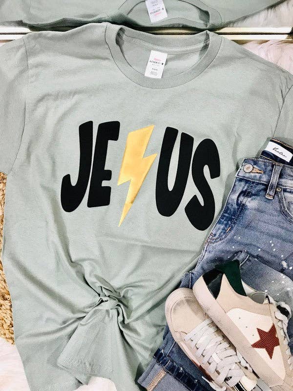 Jesus Lightning Black and Gold Puff Ink Tee Hoodie, Sweatshirt | PodTeesHub.com