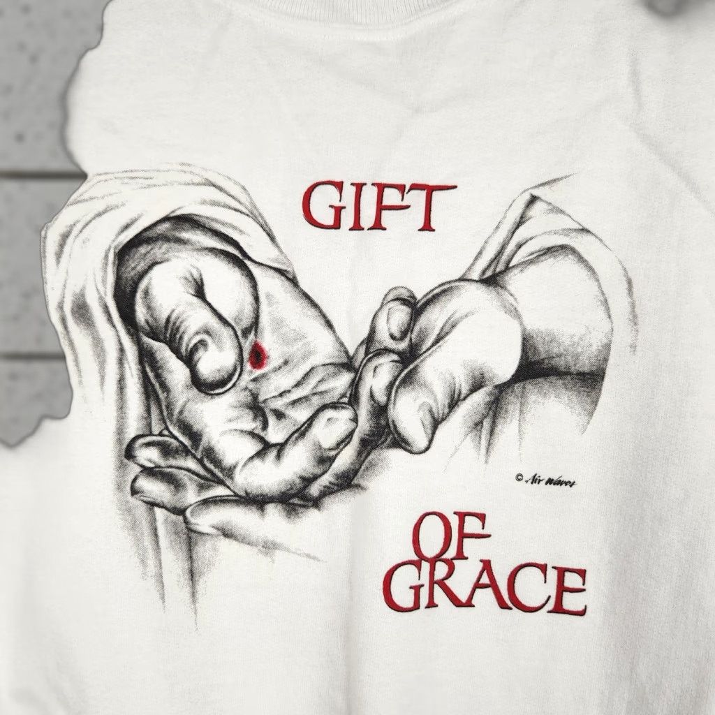 Hanes Vintage Gods Hand Sweatshirt Mens Xl White Gift Of Grace Christian Jesus Graphic Sweatshirt T-Shirts, Hoodie