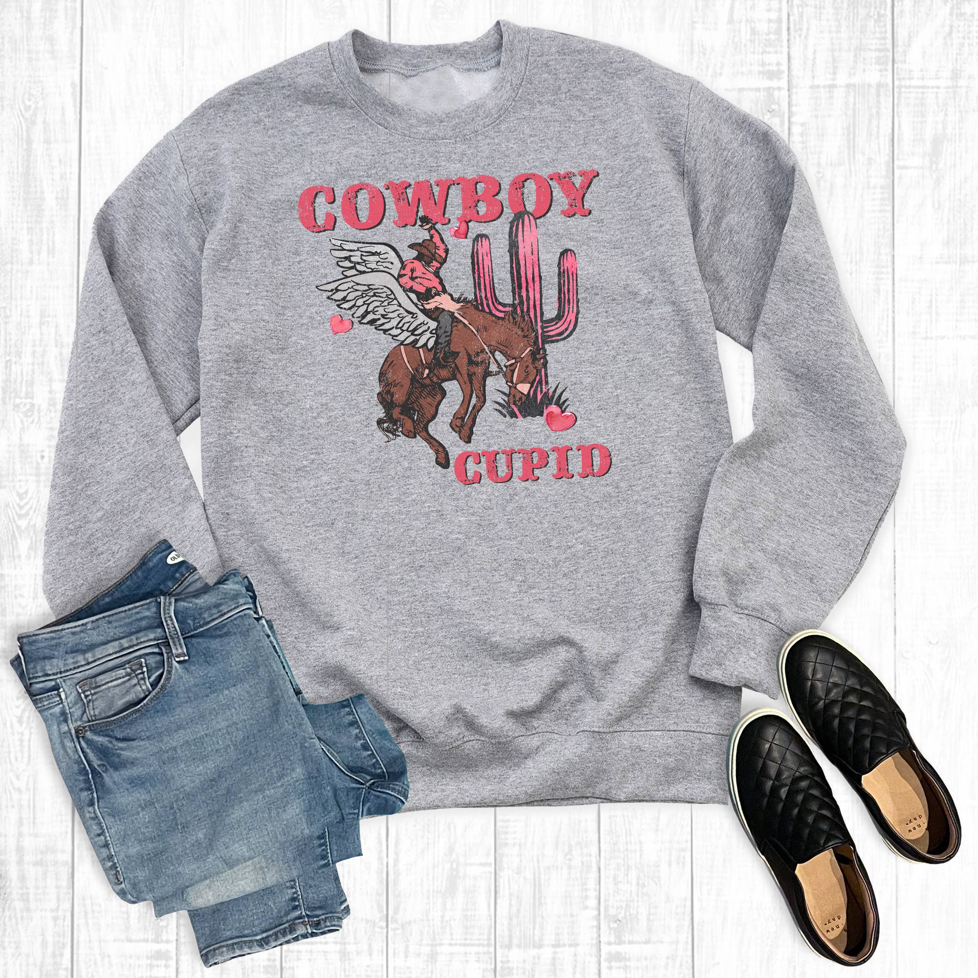 Cowboy Cupid Cactus Sweatshirt T-Shirts, Hoodie | PodTeesHub.com