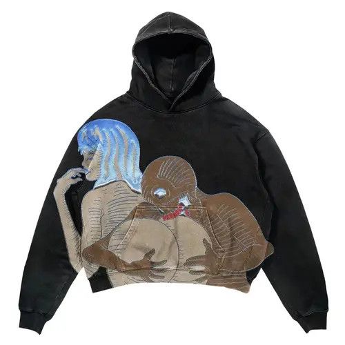 Japanese Brand Vintage Streetwear Skeleton Graphic Hoodie Punk Gothic Style T-Shirts, Sweatshirt | PodTeesHub.com
