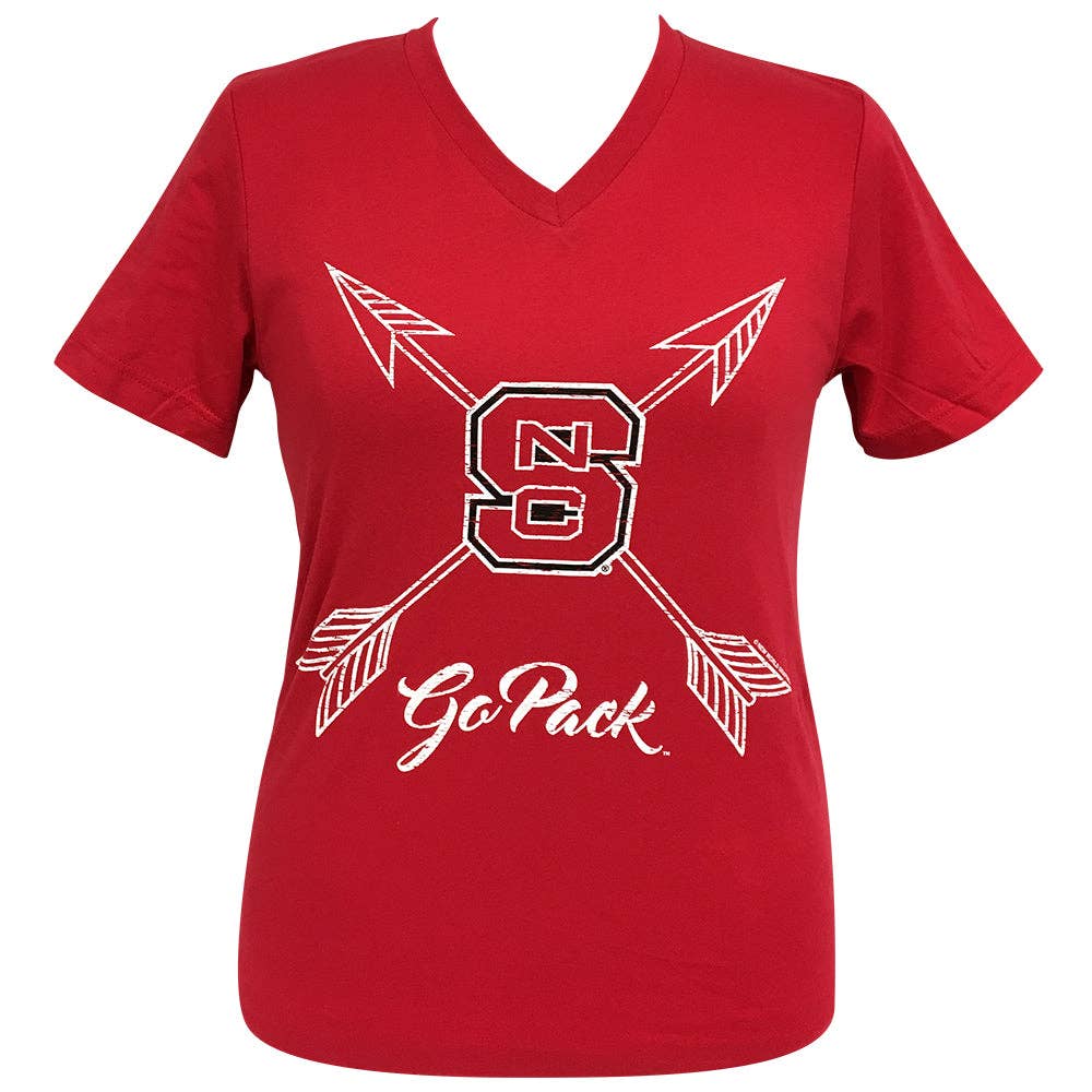 Arrows Go Pack Nc State Short Sleeve V-Neck Tee Hoodie, Sweatshirt | PodTeesHub.com