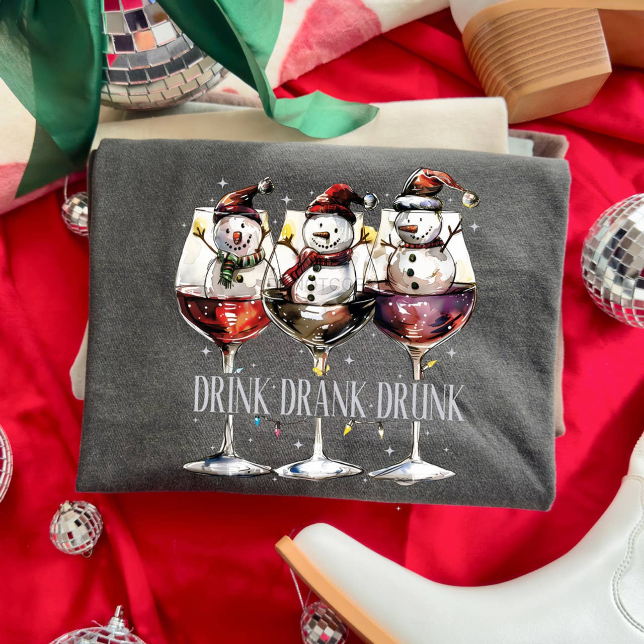 Drink Drank Drunk Snowman Wine Glasses Tee Hoodie, Sweatshirt | PodTeesHub.com