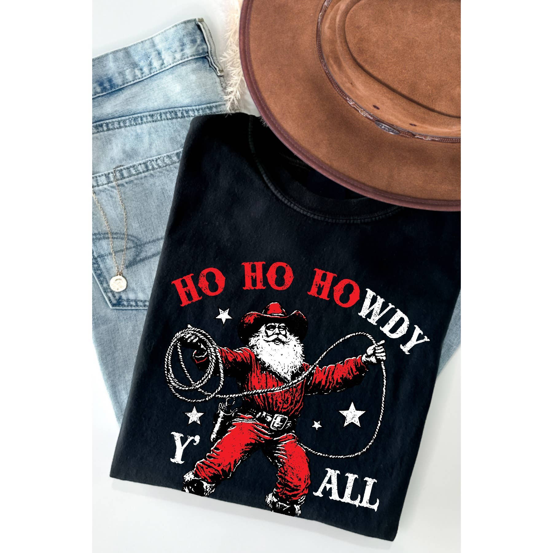 Ho Ho Howdy Y All  Short Sleeve Tee Hoodie, Sweatshirt | PodTeesHub.com