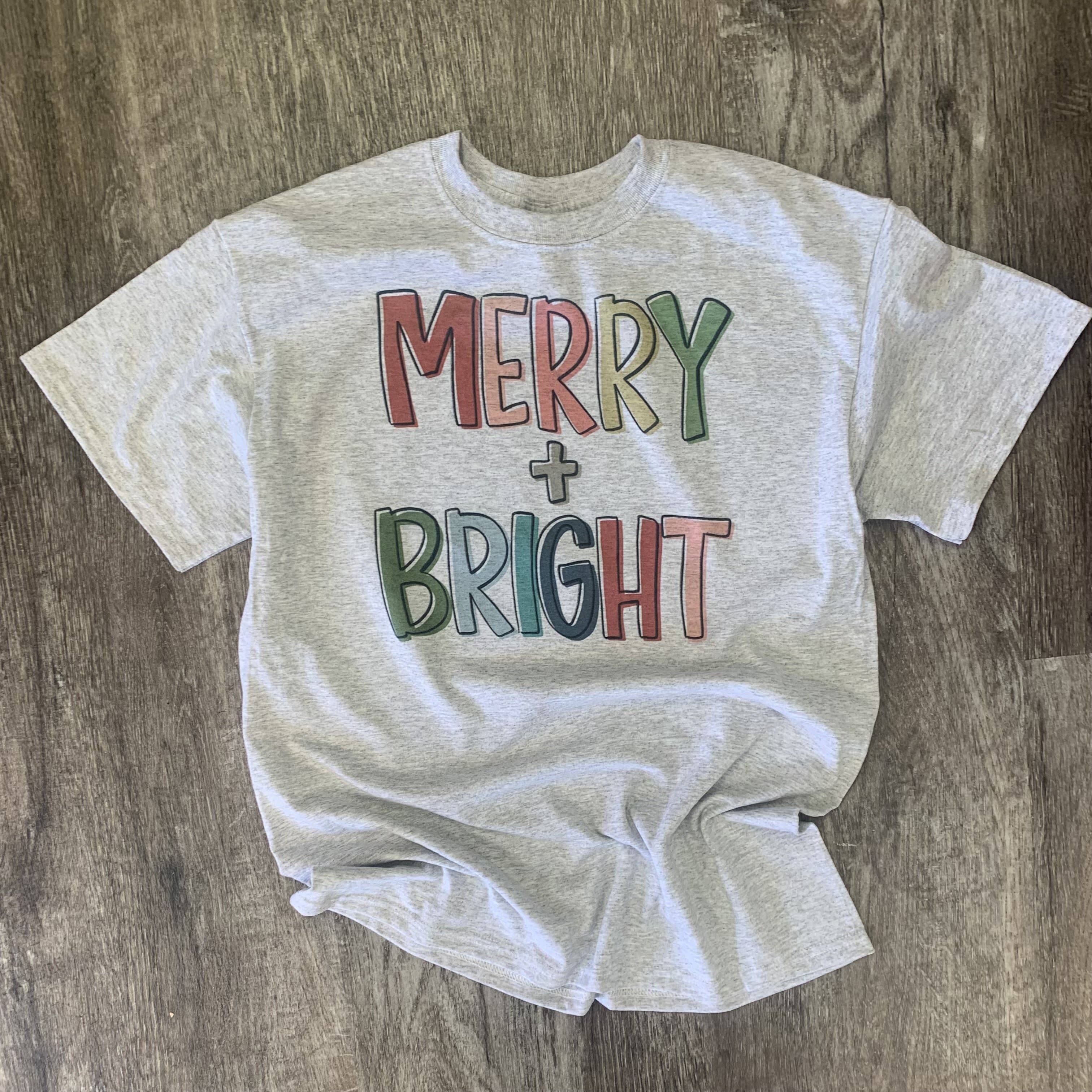 Merry & Bright On Ash Gray Tee Hoodie, Sweatshirt | PodTeesHub.com
