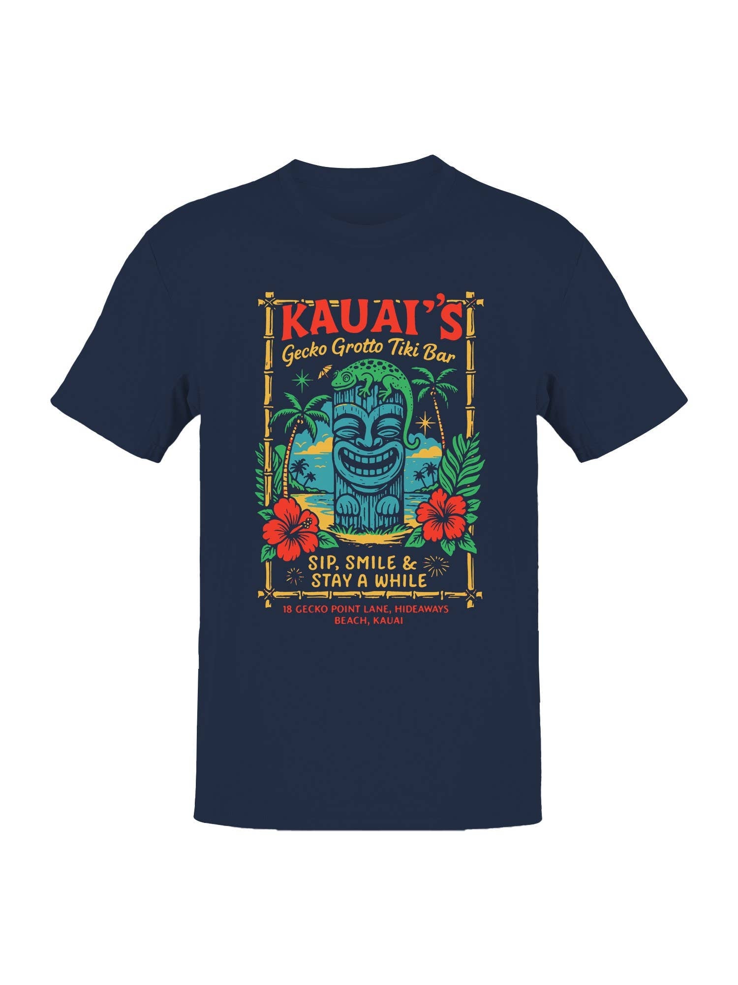 Kauai's Gecko Grotto Tiki Bar Design Men's T-Shirt Hoodie, Sweatshirt | PodTeesHub.com