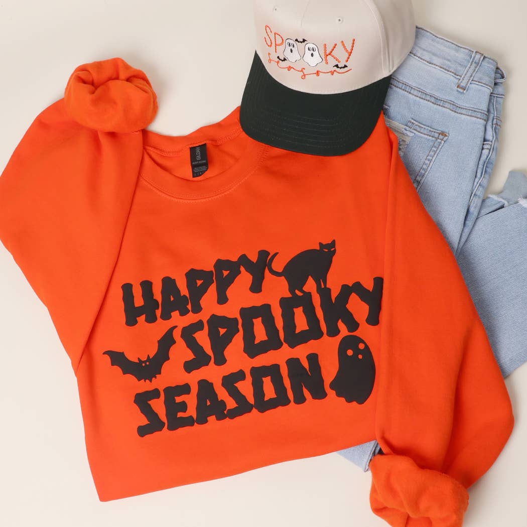 Happy Spooky Season Puff Print Fleece Sweatshirt T-Shirts, Hoodie | PodTeesHub.com