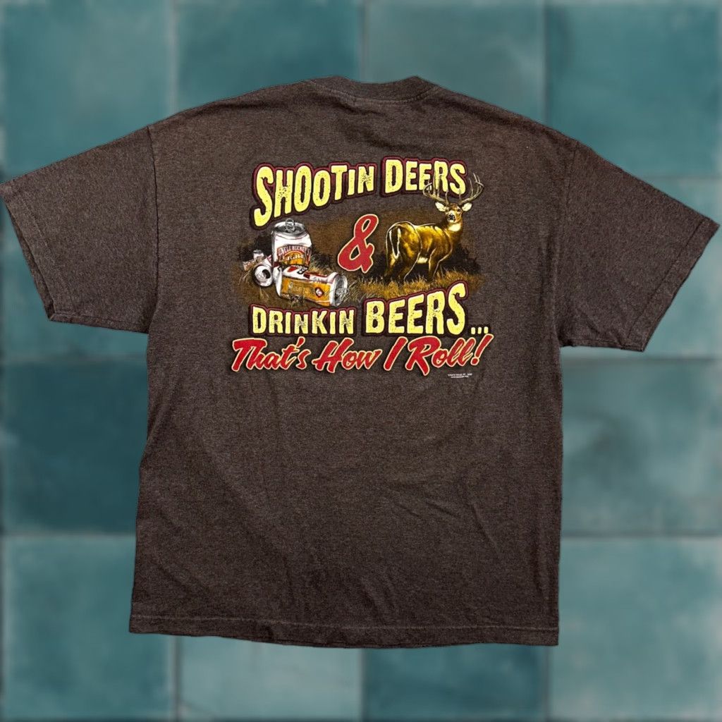 Aaa Vintage Buck Wear T Shirt Shirt Men Xl Brown Deers And Beers Y2k Funny Hunting Joke 70s 80s 90s Hoodie, Sweatshirt