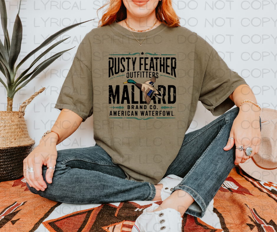 Rusty Feather Mallard Comfort Colors T-Shirt Hoodie, Sweatshirt | PodTeesHub.com