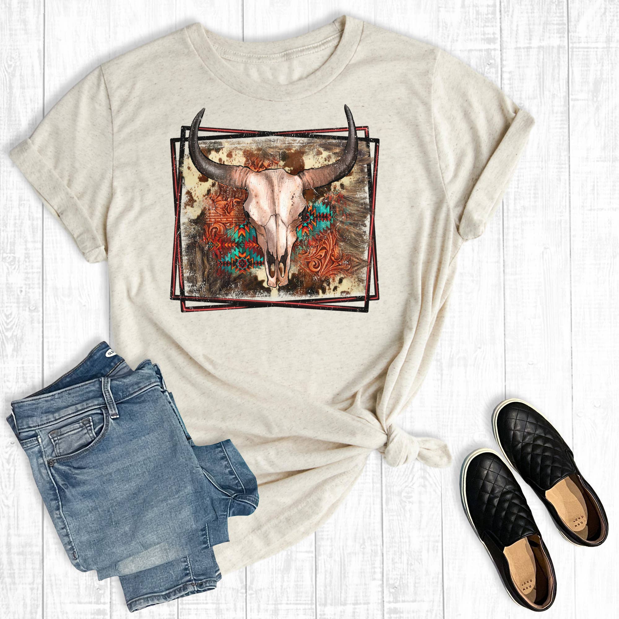 Western Rodeo Cowskull Graphic Tee Hoodie, Sweatshirt | PodTeesHub.com