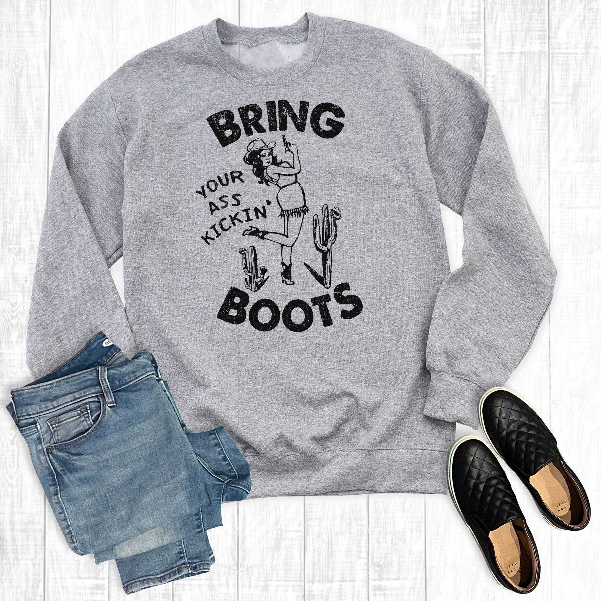 Western Cowgirl Bring Your Boots Graphic Tee Sweatshirt Hoodie | PodTeesHub.com