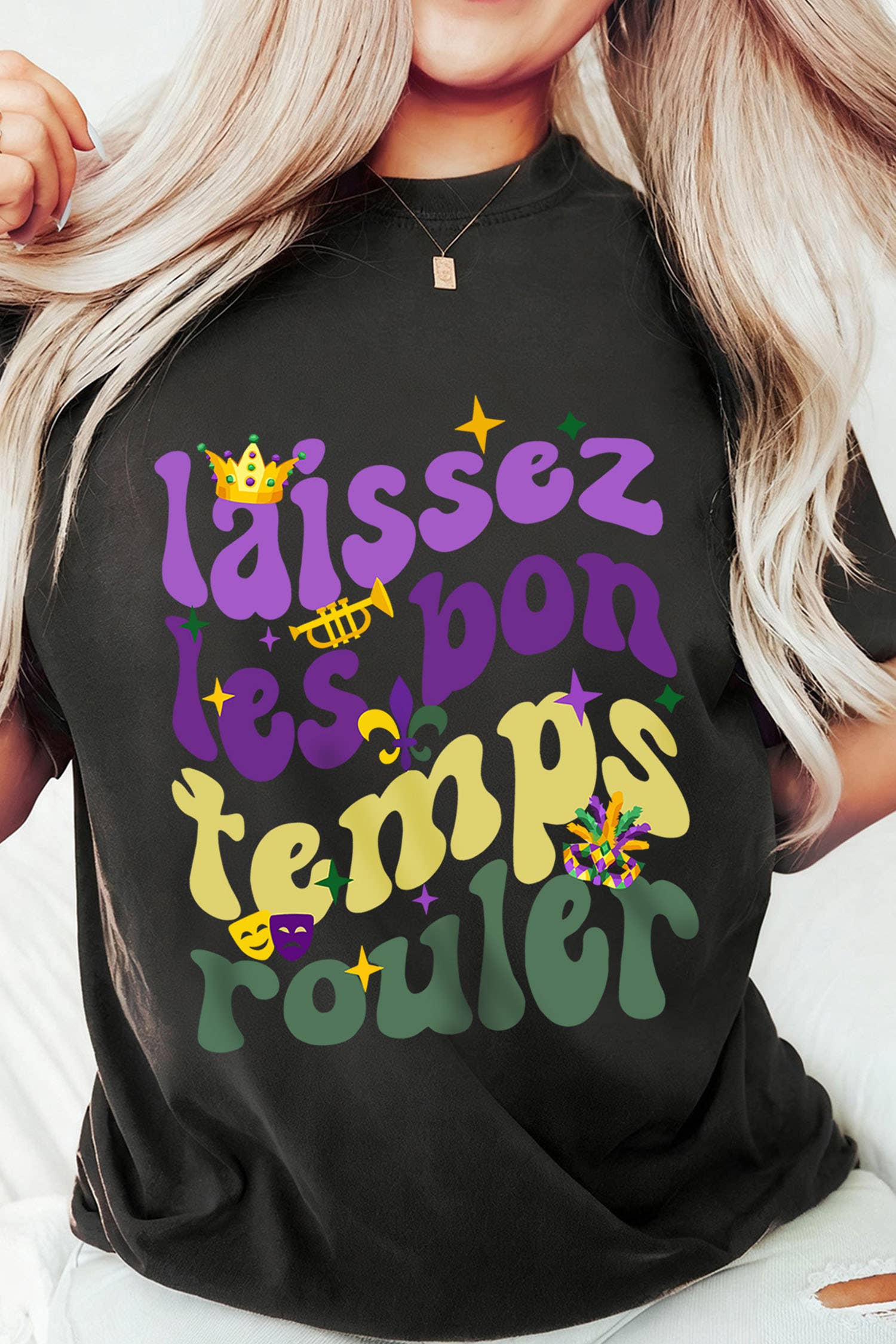 Laissez Lesbon Temps Rouler Graphic Mardi Gras Tee (S-2XL) Hoodie, Sweatshirt | PodTeesHub.com