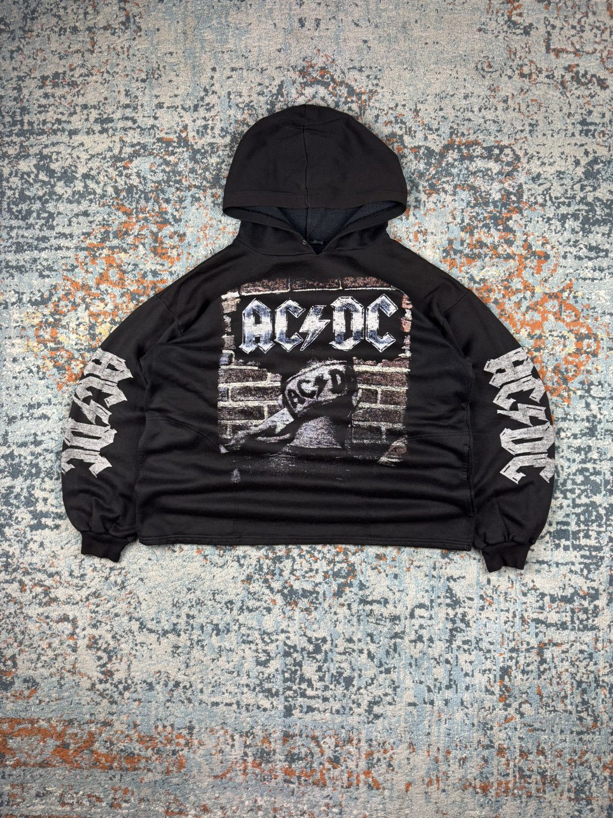 Band Tees X Vintage Vintage 90s Ac Dc The Razors Edge Crazy Graphic Hoodie Boxy Sweatshirt | PodTeesHub.com